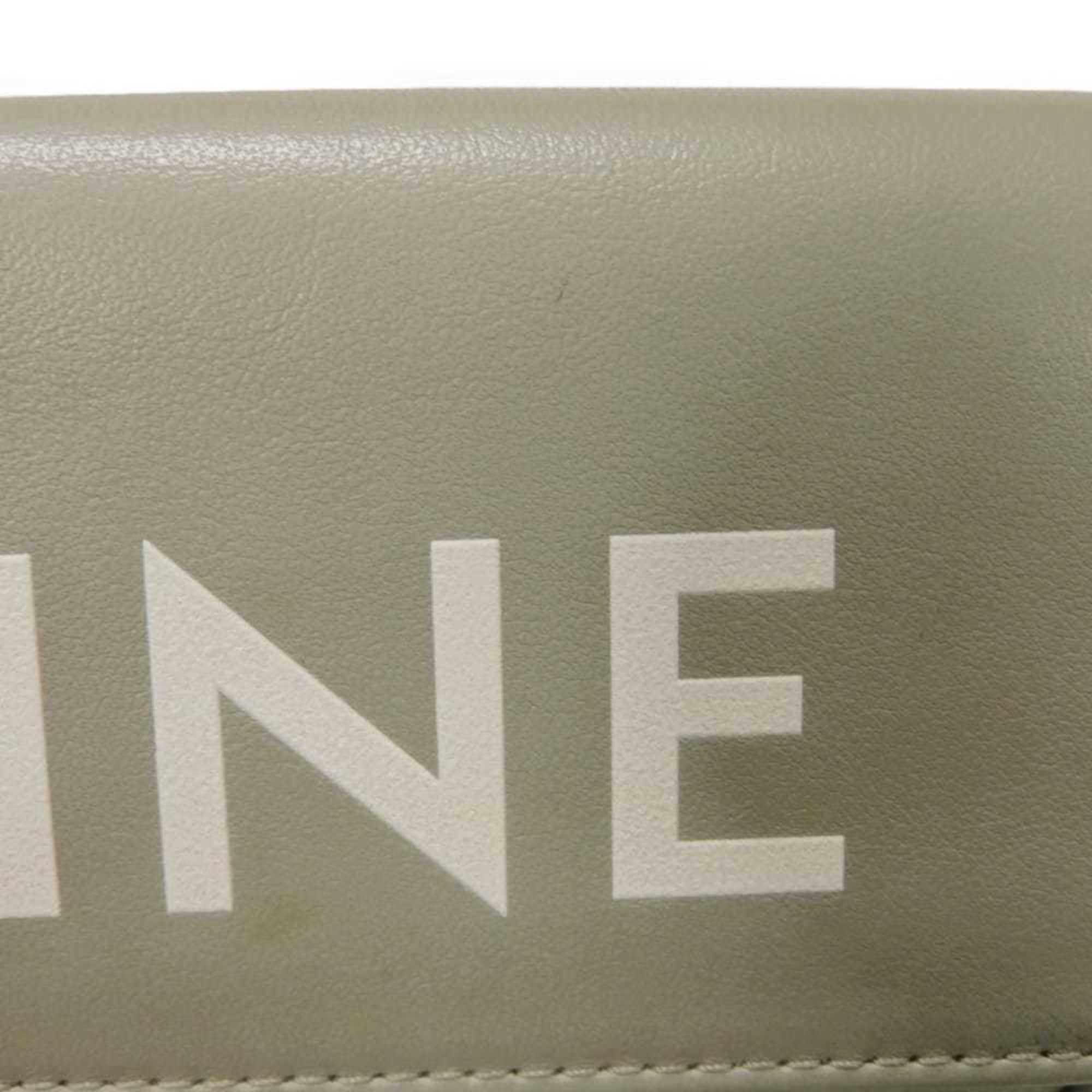 Celine Pale Gray Leather Pochette Shoulder Bag (Pre-Owned)