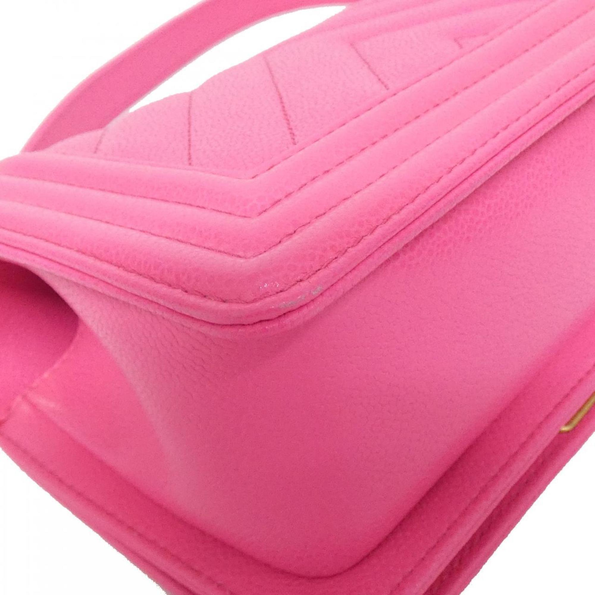 Chanel Pink Grained Calfskin Shoulder Bag (Pre-Owned)