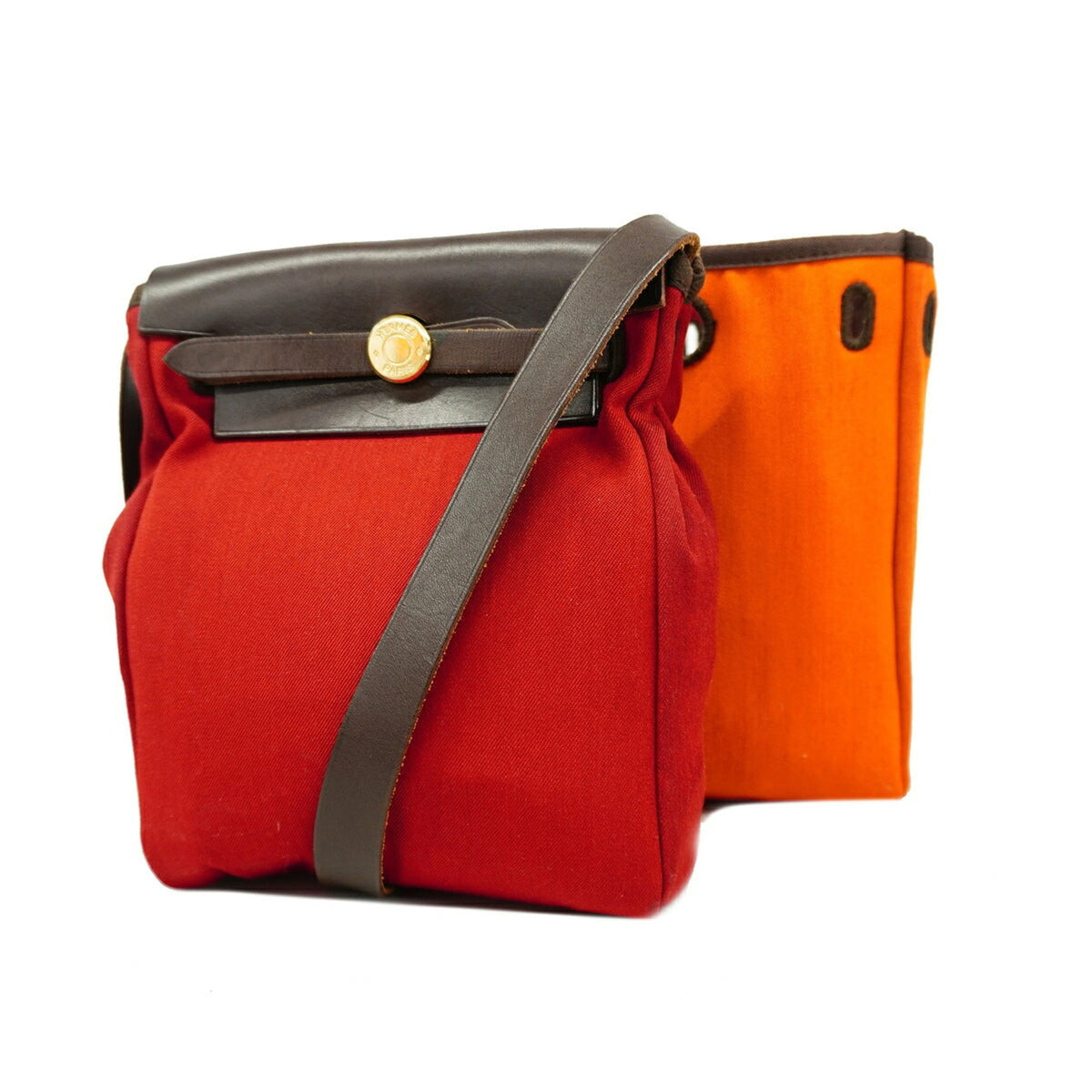 Hermes Brown Red Color Toile Officier Shoulder Bag (Pre-Owned)