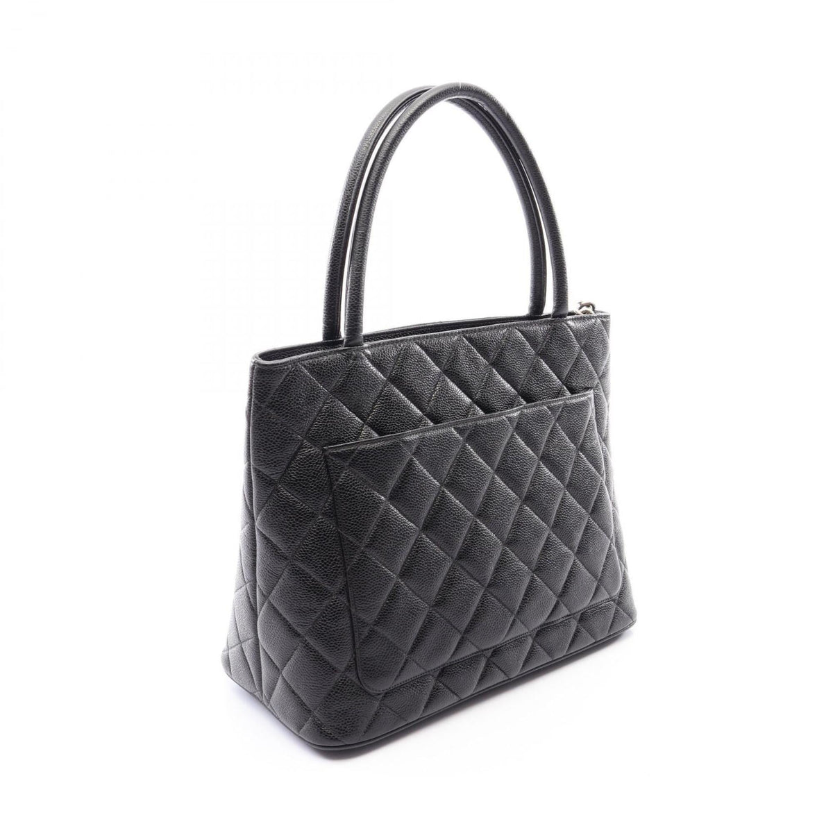 Chanel Black Grained Calfskin Handbag Tote Bag (Pre-Owned)