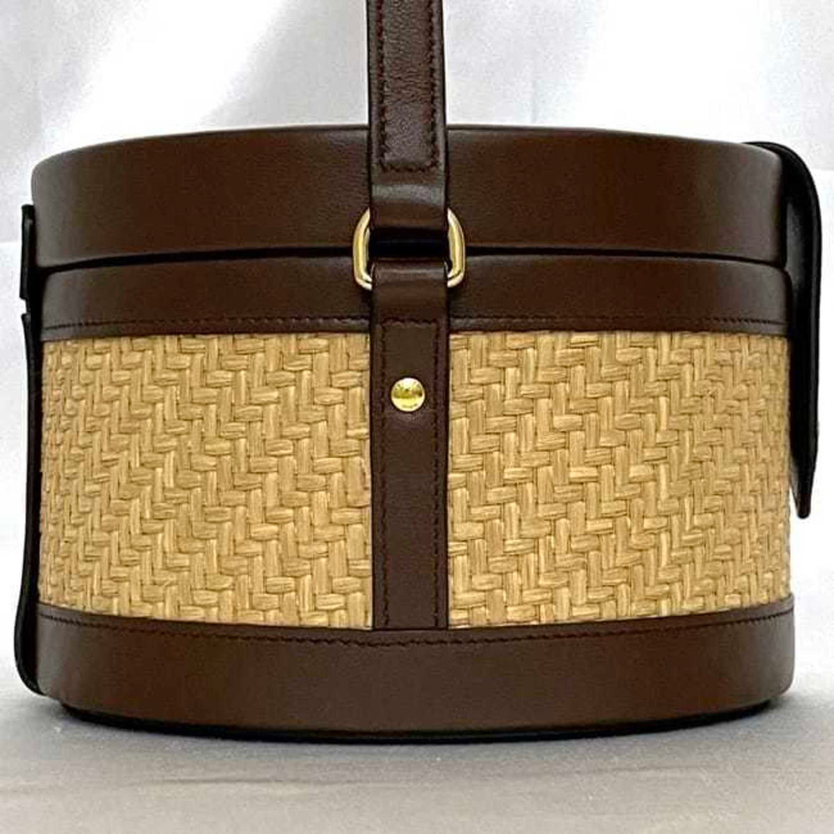 Celine Beige Brown Straw Leather Shoulder Bag (Pre-Owned)