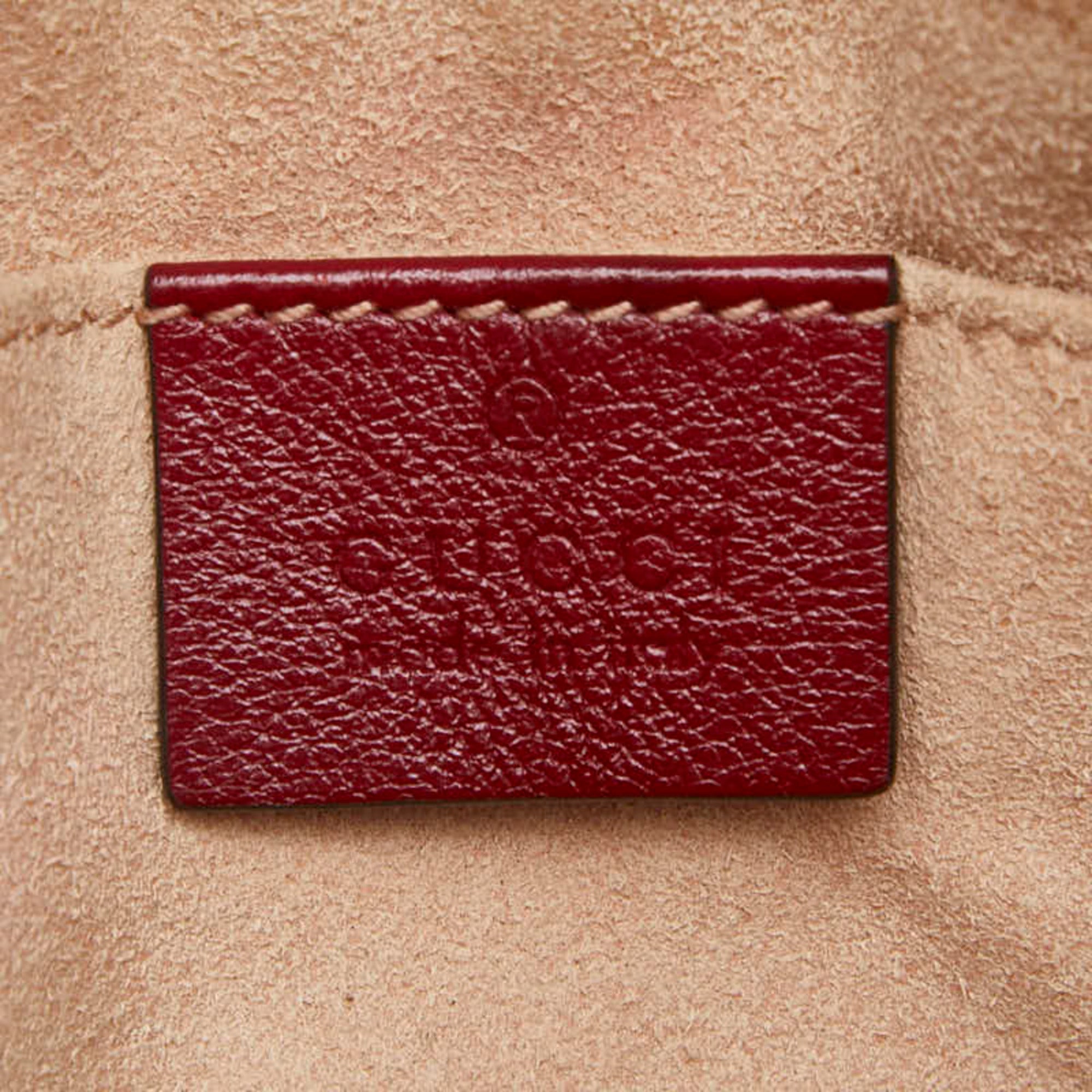 Gucci Beige Red Color Canvas Leather Shoulder Bag (Pre-Owned)