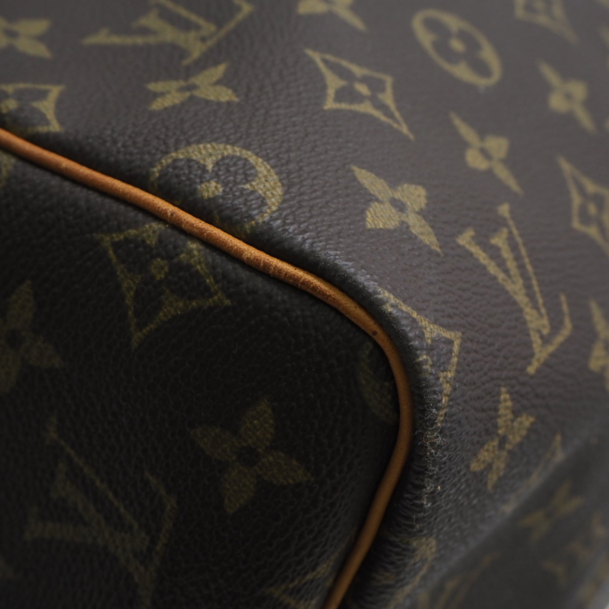 Louis Vuitton Monogram Beige Brown Coated Canvas Leather Boston Bag (Pre-Owned)