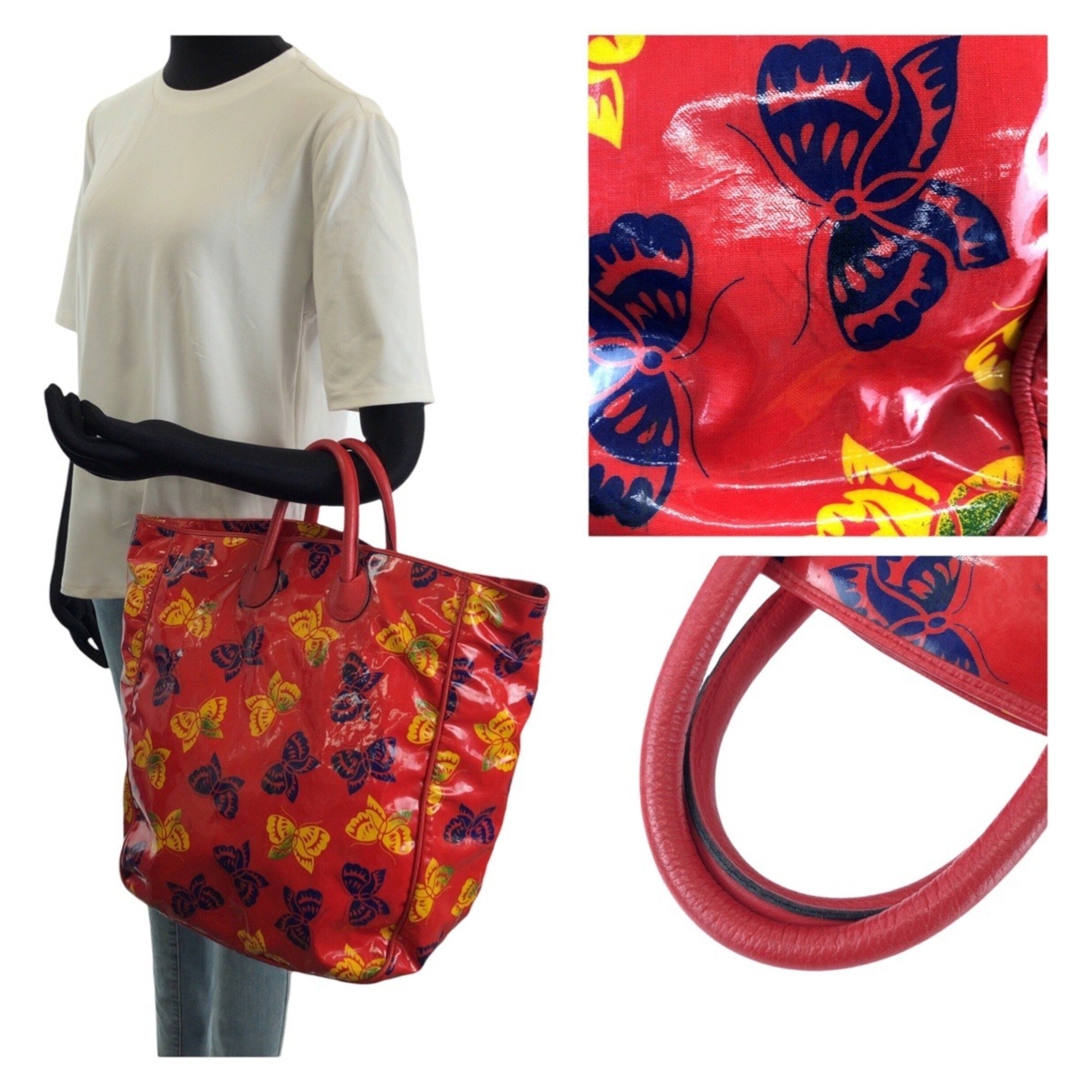 Bottega Veneta Multi-Color Red Color Patent Leather Tote Bag (Pre-Owned)