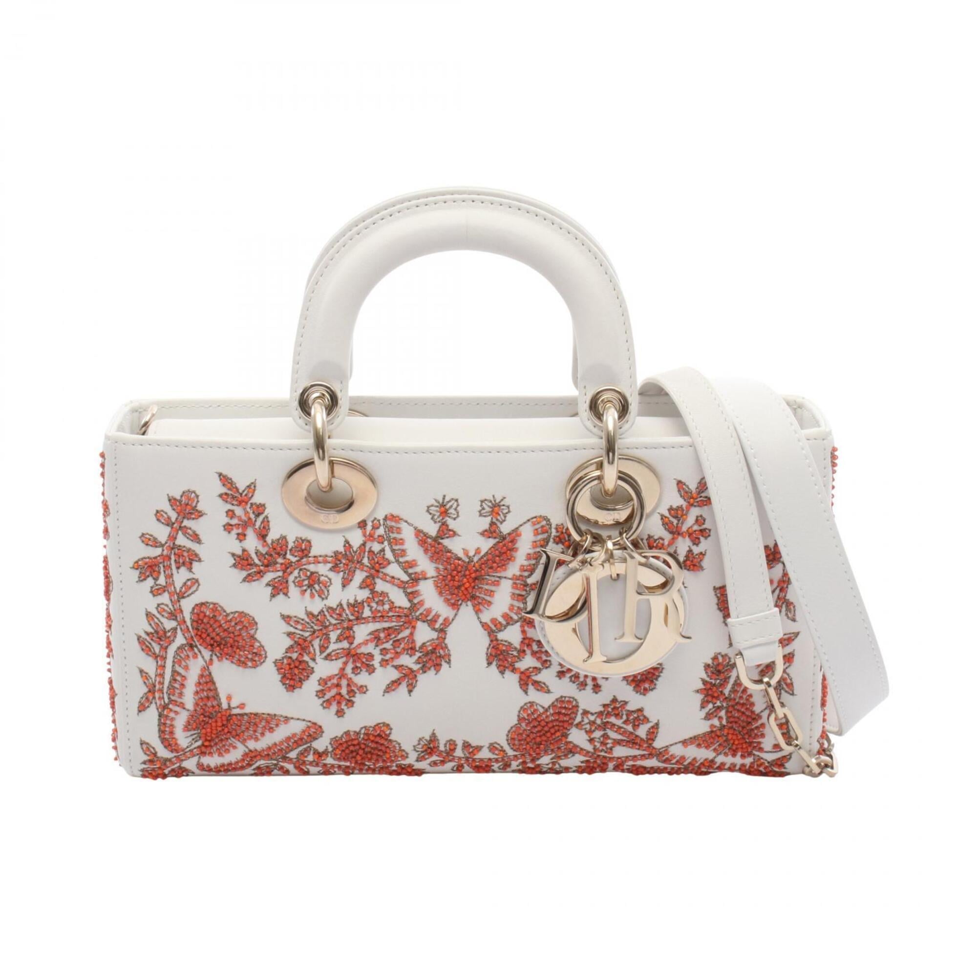 Christian Dior Orange White Leather Handbag (Pre-Owned)