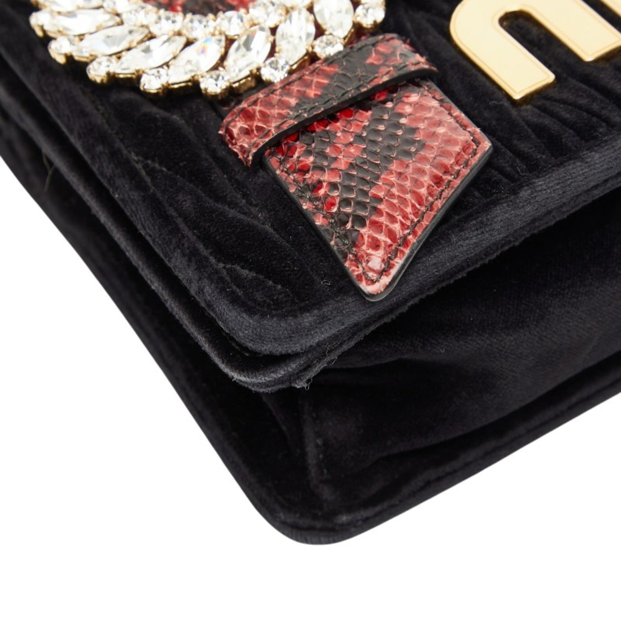 Miu Miu Matelasse Black Velvet Leather Shoulder Bag (Pre-Owned)
