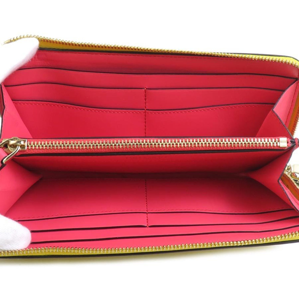 Bvlgari Pink Yellow Leather Long Wallet (Bi-Fold) (Pre-Owned)