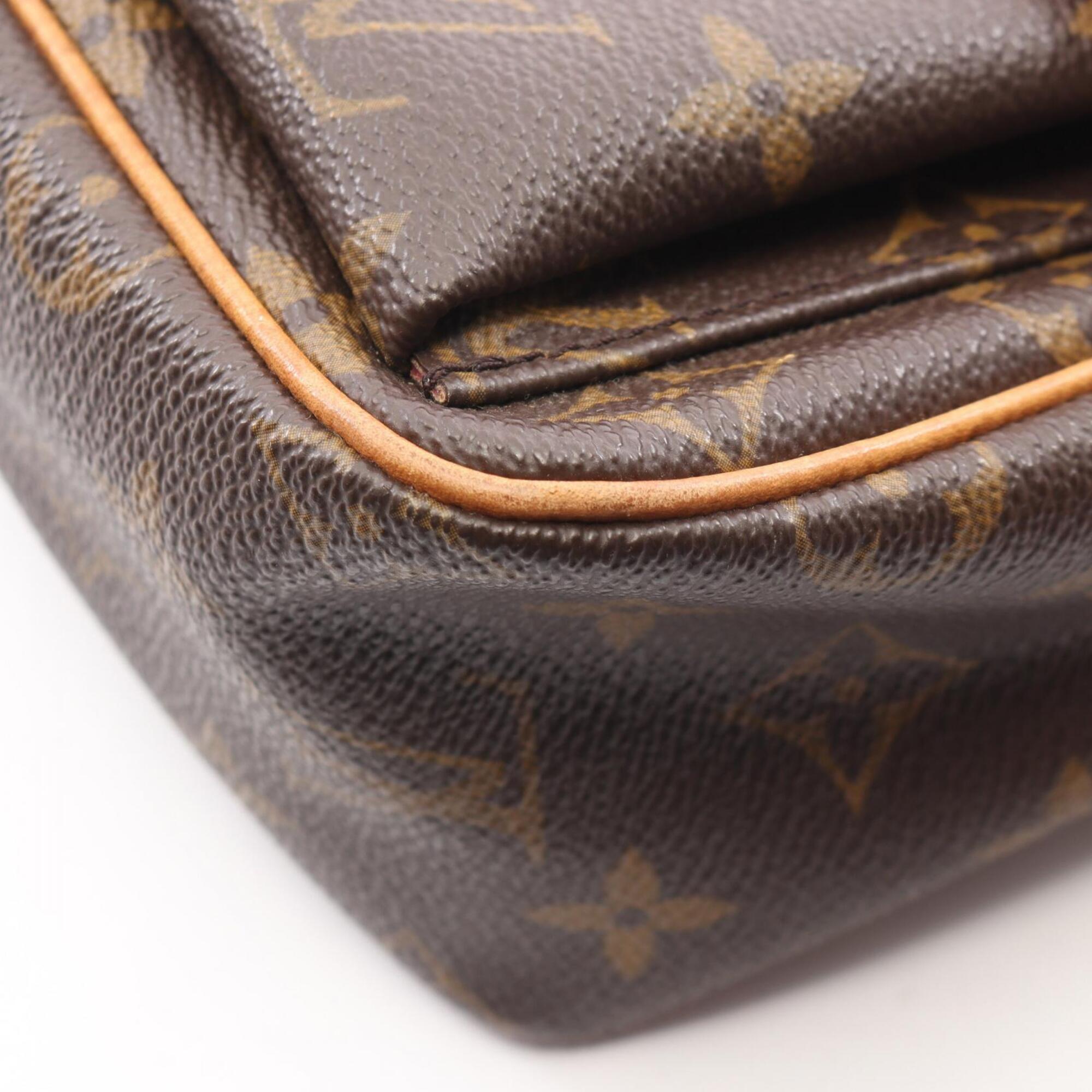 Louis Vuitton Brown Coated Canvas Leather Handbag Shoulder Bag (Pre-Owned)