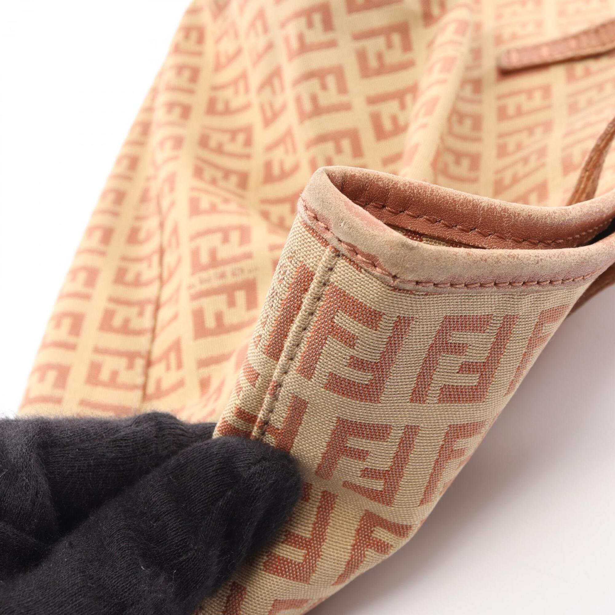 Fendi Beige Pink Canvas Leather Handbag Tote Bag (Pre-Owned)