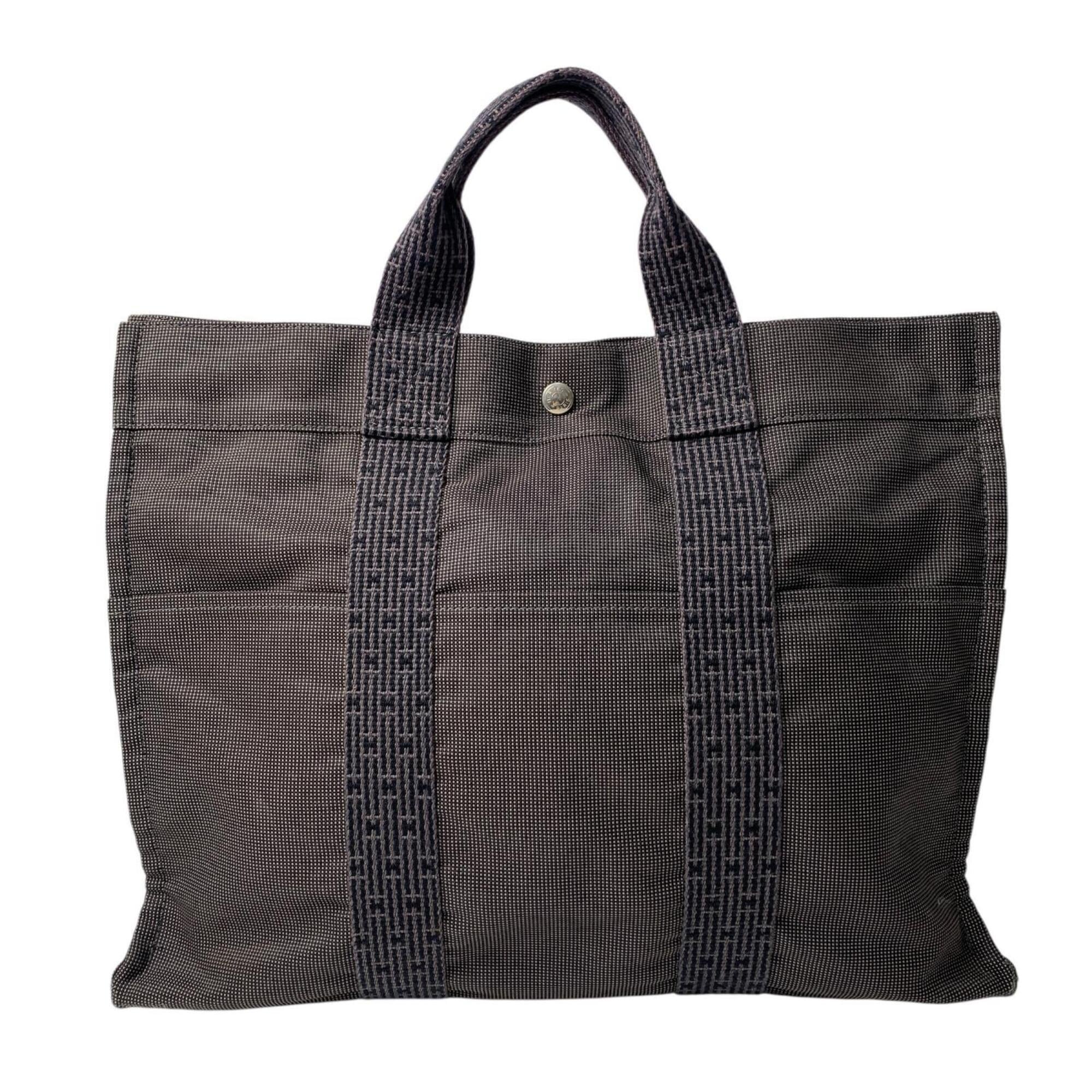 Hermes Gray Canvas Tote Bag (Pre-Owned)