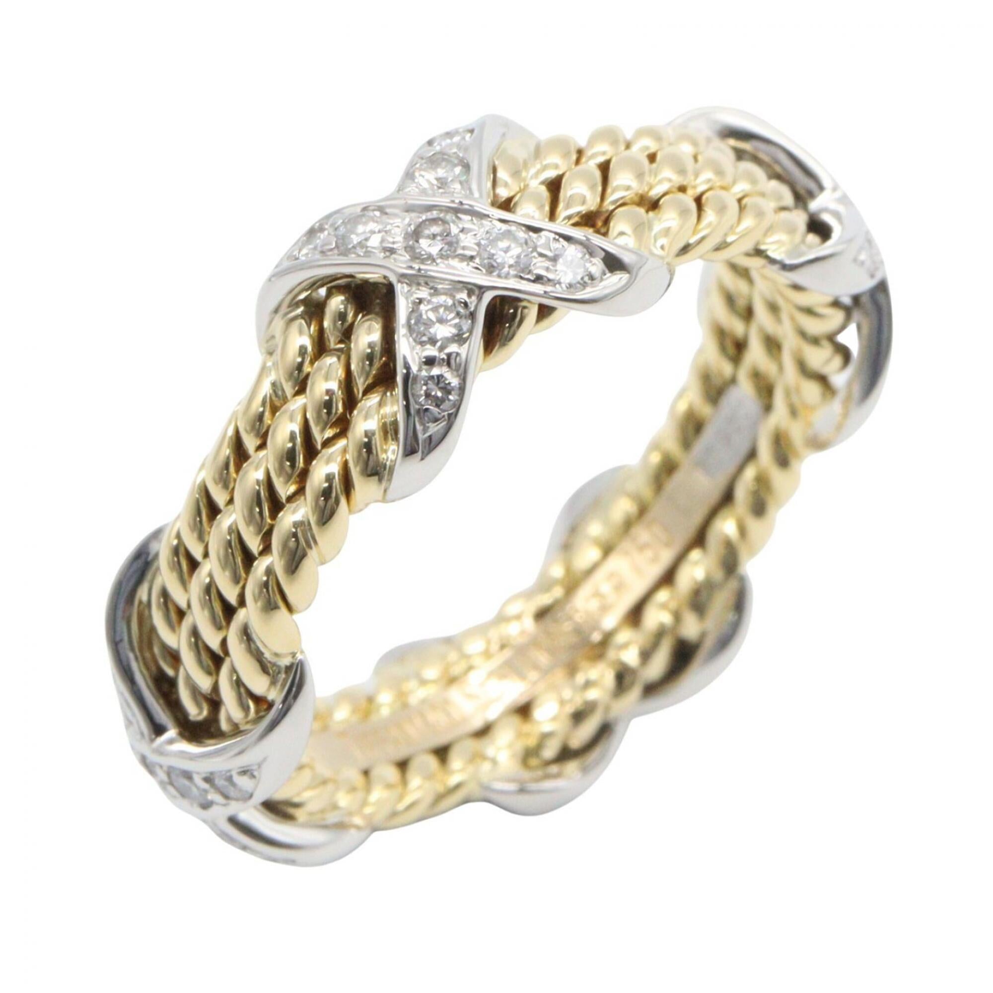 Tiffany Gold Silver Clear Yellow Gold (18K) Platinum 950 Band Ring (Pre-Owned)