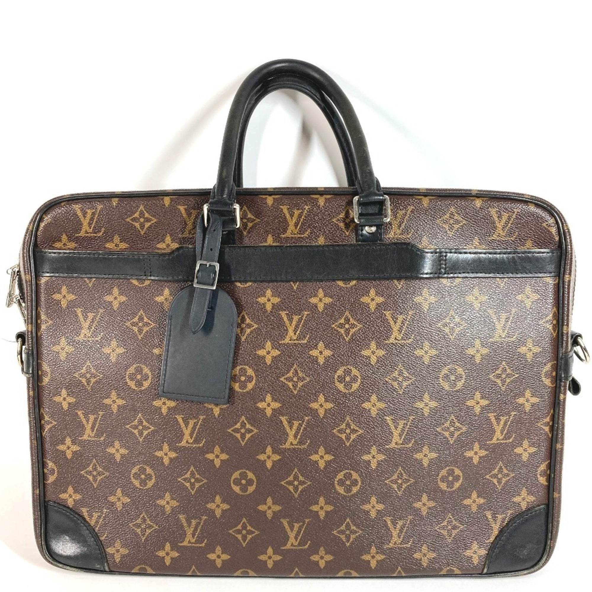 Louis Vuitton Black Brown Monogram Briefcase Handbag (Pre-Owned)