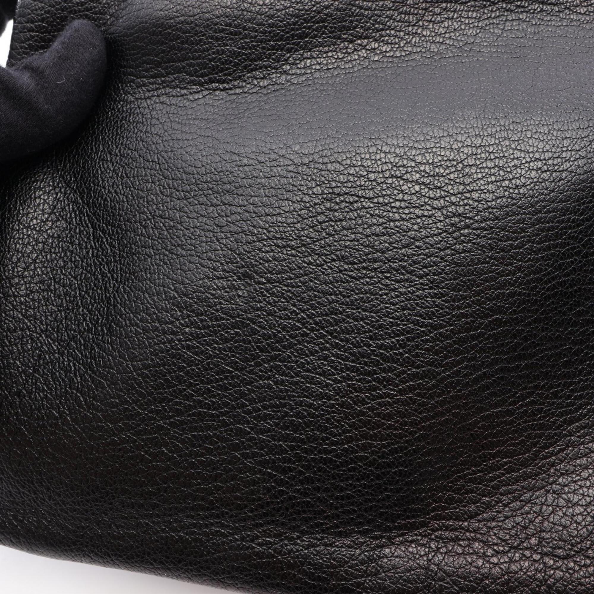 Balenciaga Black Leather Clutch Bag Handbag (Pre-Owned)