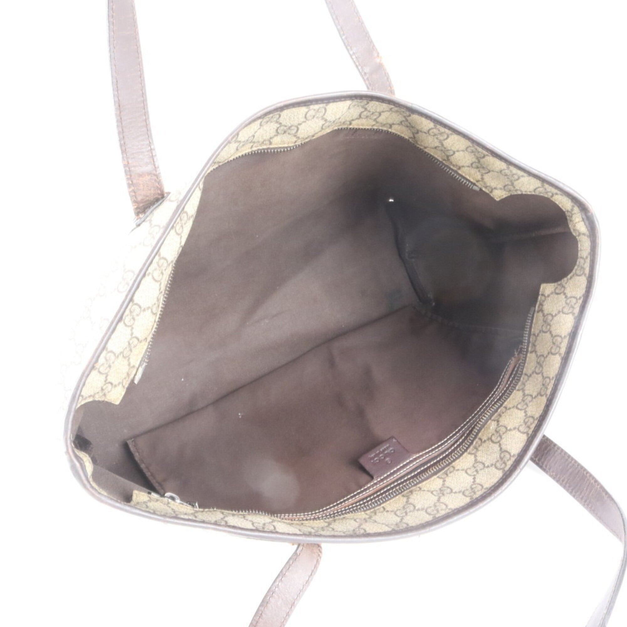 Gucci Brown Leather Coated Canvas Handbag Tote Bag (Pre-Owned)
