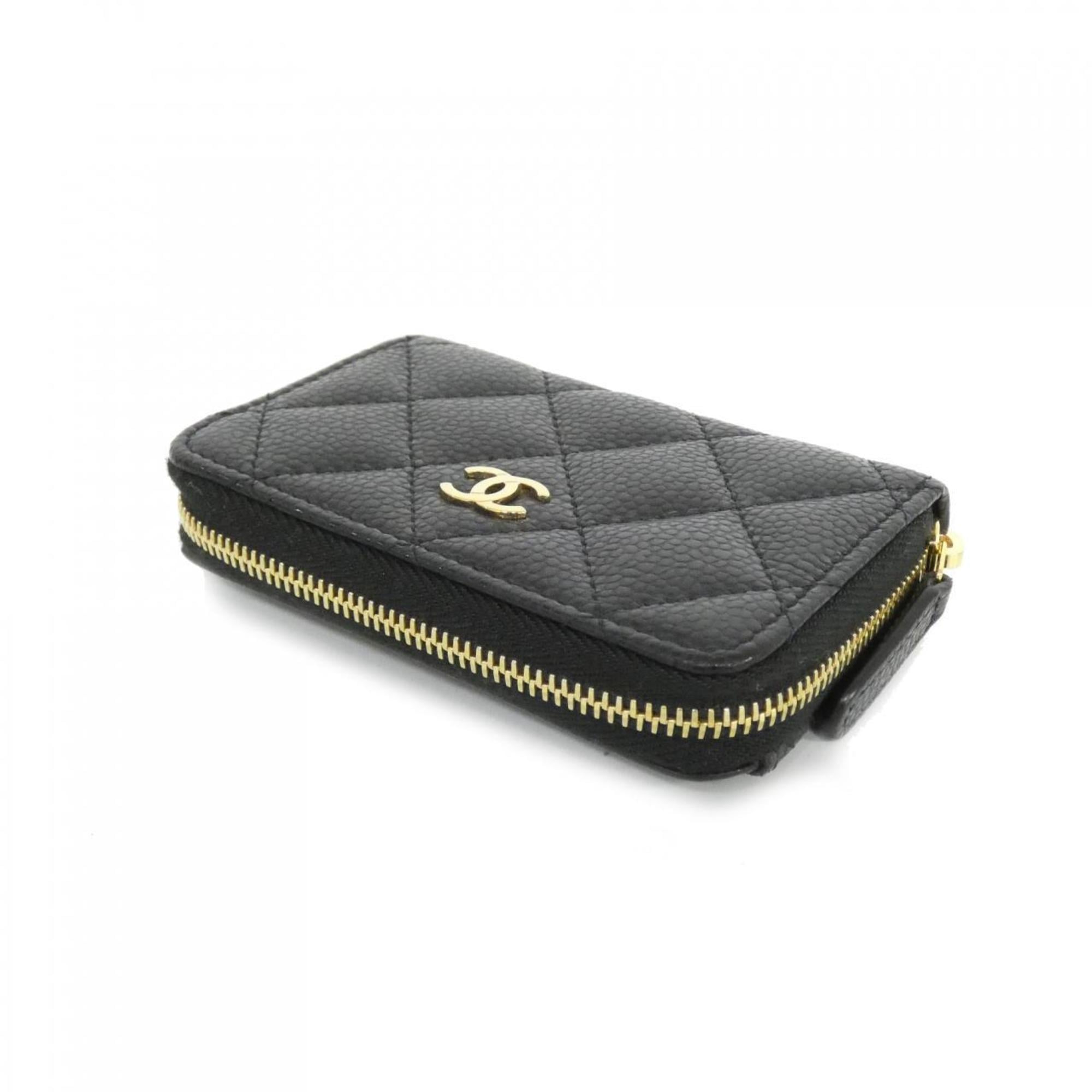 Chanel Black Grained Calfskin Coin Purse/Coin Case (Pre-Owned)