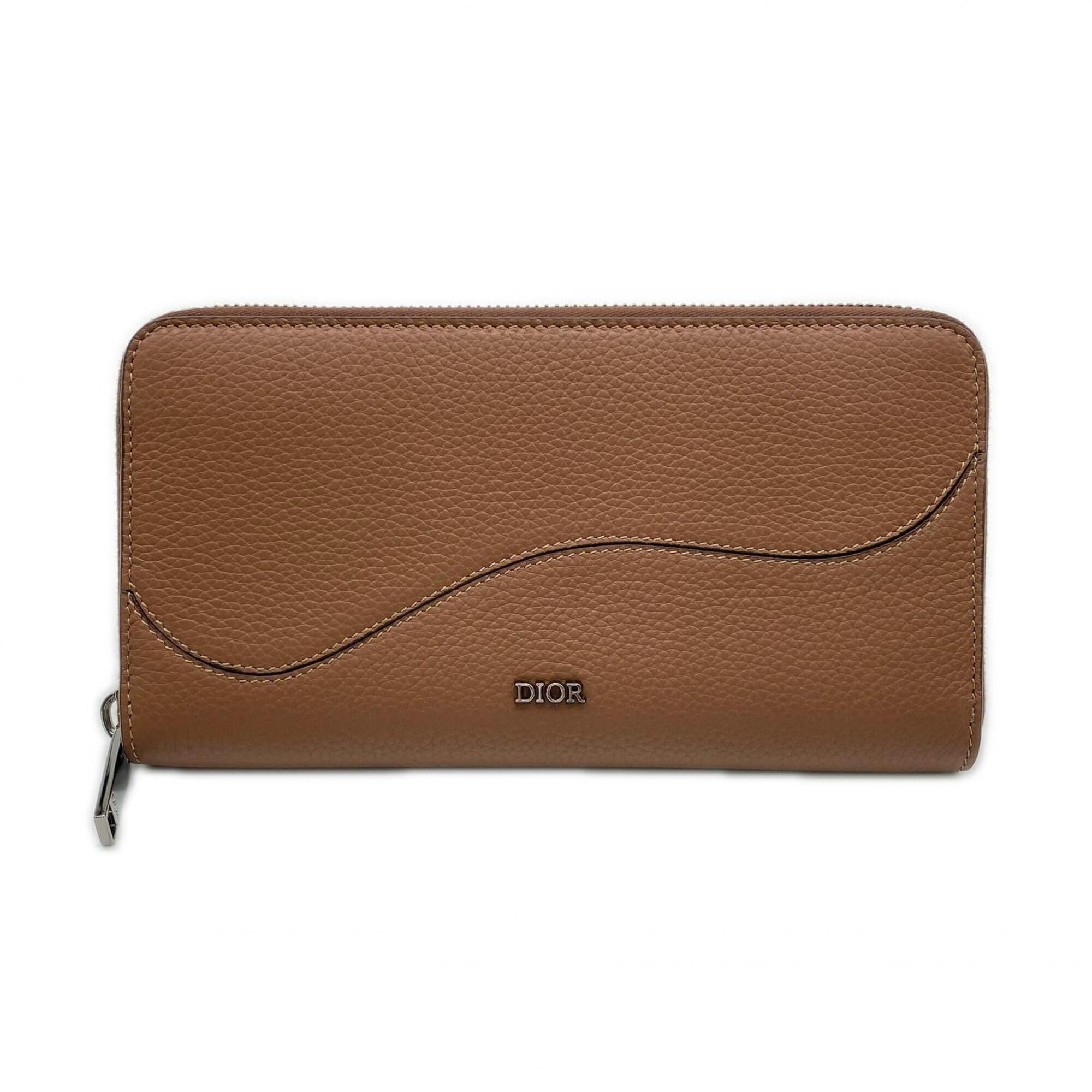 Christian Dior Brown Leather Long Wallet (Bi-Fold) (Pre-Owned)