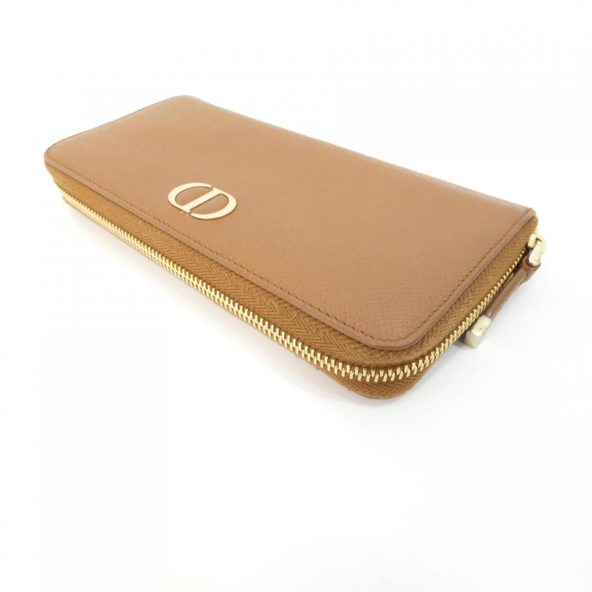 Christian Dior Brown Leather Long Wallet (Bi-Fold) (Pre-Owned)