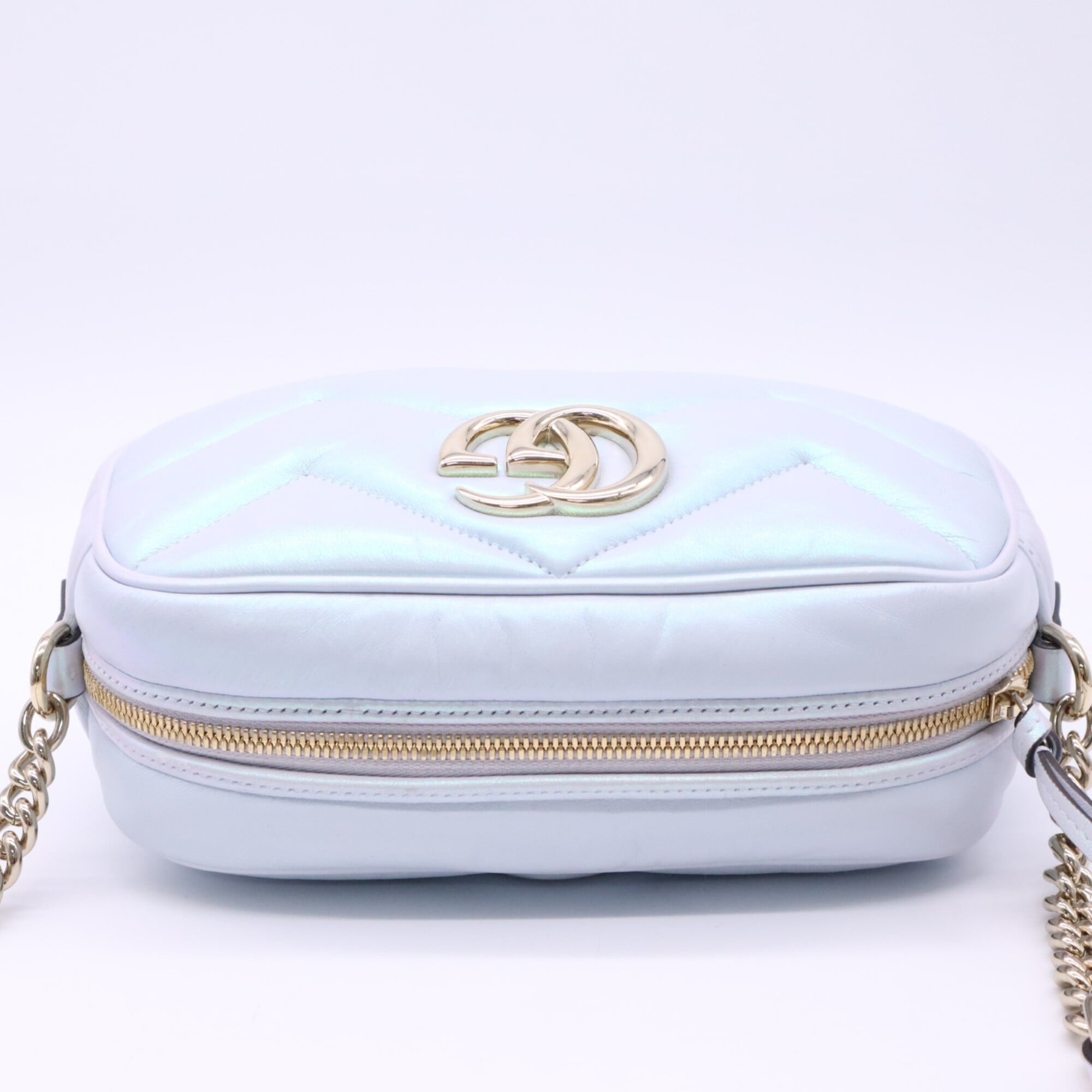Gucci Gg Marmont Blue Leather Shoulder Bag (Pre-Owned)