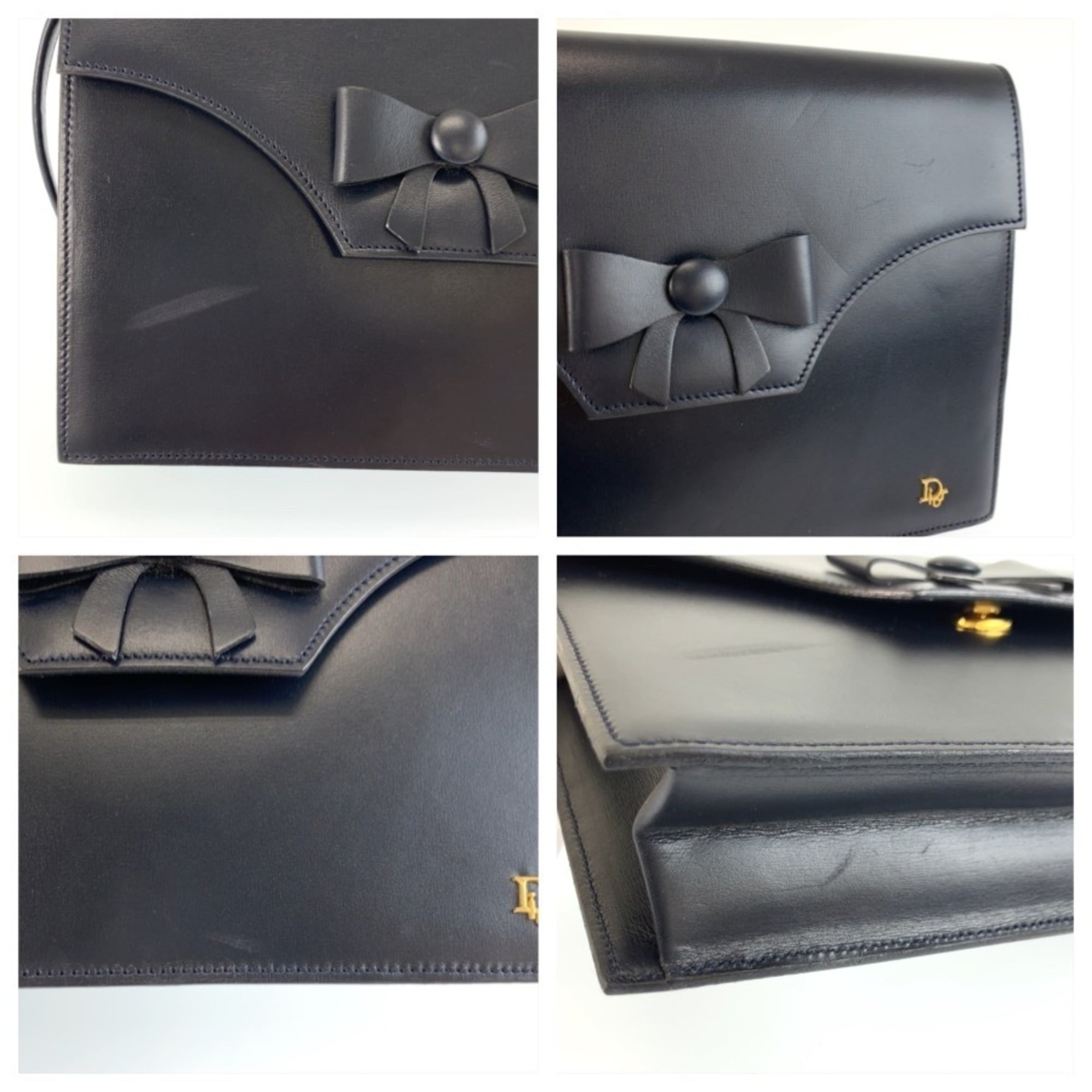 Christian Dior Navy Leather Pochette Shoulder Bag (Pre-Owned)