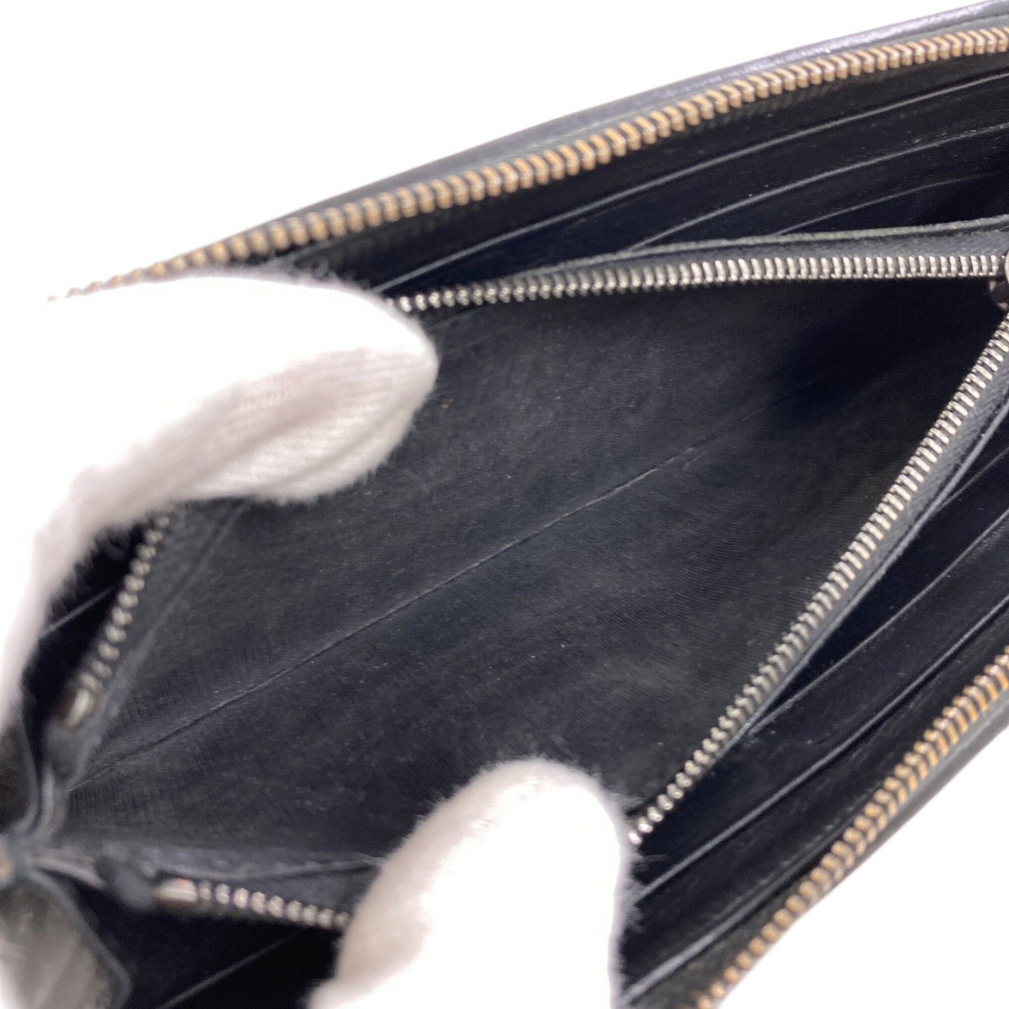 Bottega Veneta Black Leather Long Wallet (Bi-Fold) (Pre-Owned)