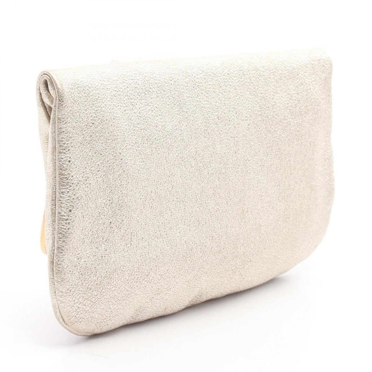 Jimmy Choo Gold Leather Clutch Bag Handbag (Pre-Owned)