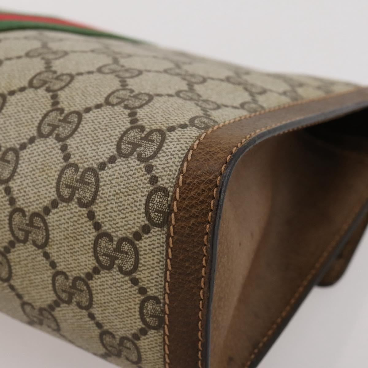Gucci Vintage Web Flap Clutch Gg Coated Canvas Beige Canvas Clutche & Pouche Bag (Pre-Owned)