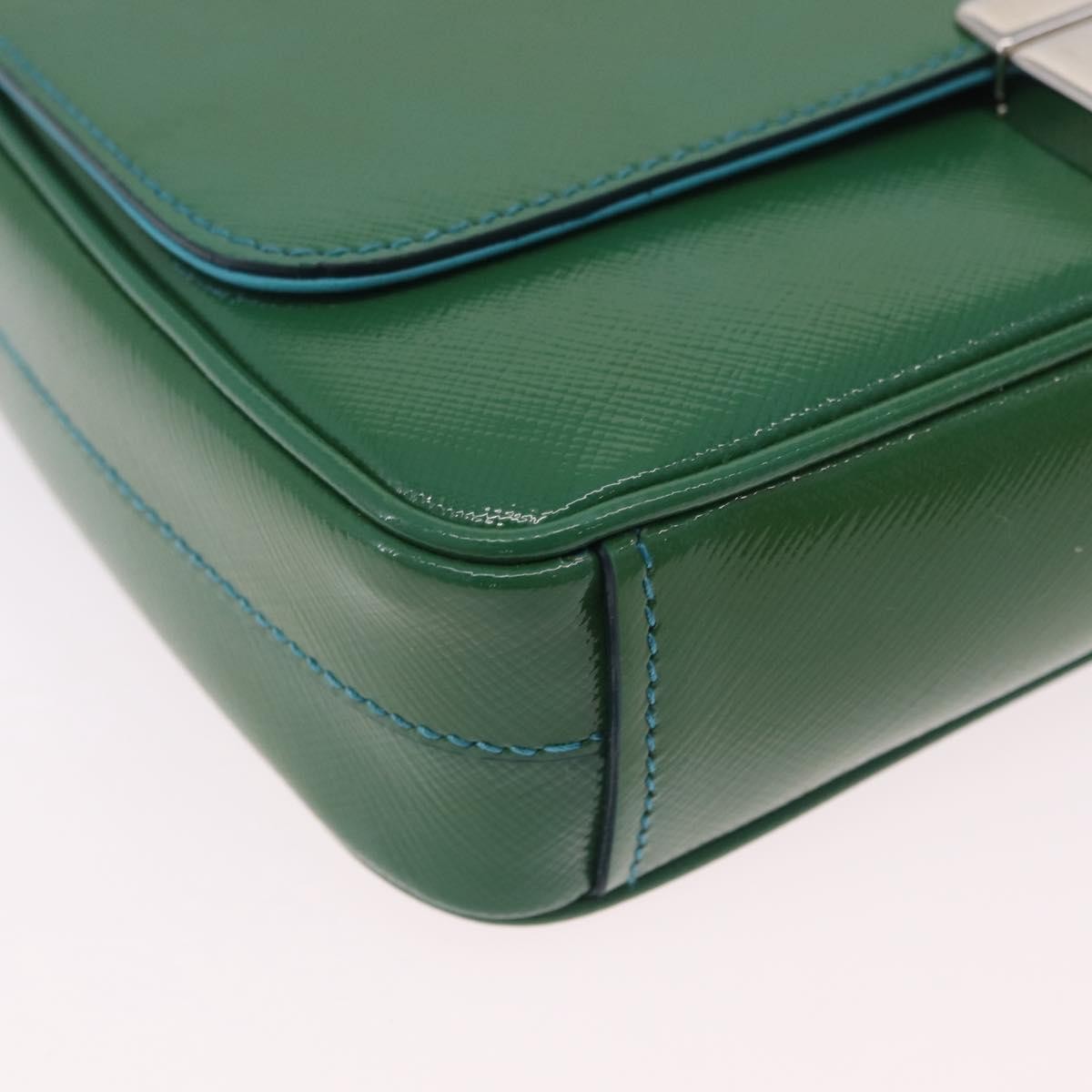 Prada Sound Chain Saffiano Leather Green Leather Shoulder Bag Bag (Pre-Owned)