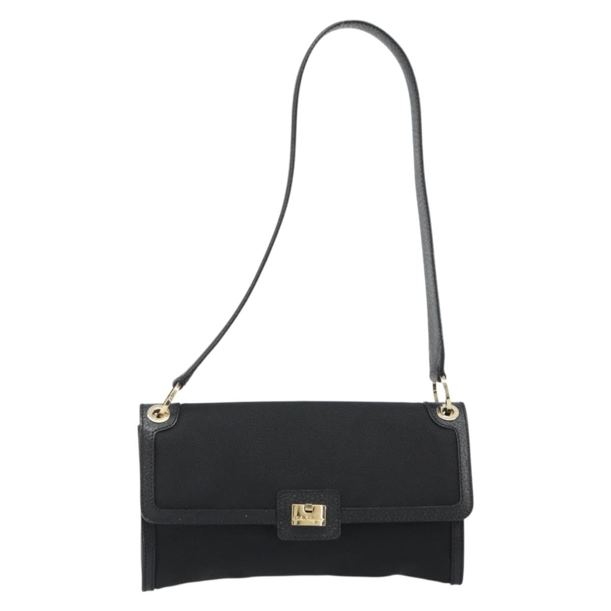 Salvatore Ferragamo Shoulder Bag Canvas Black Canvas Shoulder Bag Bag (Pre-Owned)