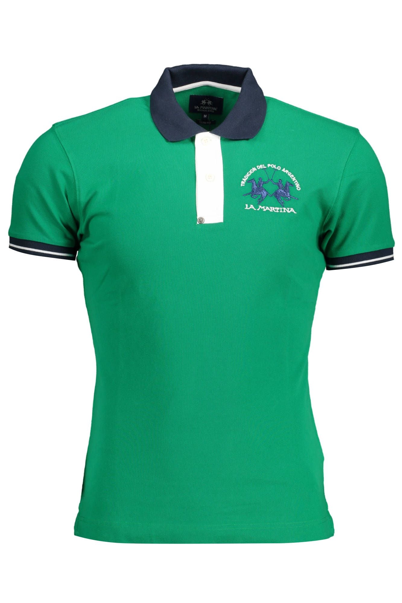 La Martina Green Cotton Men Polo Men's Shirt