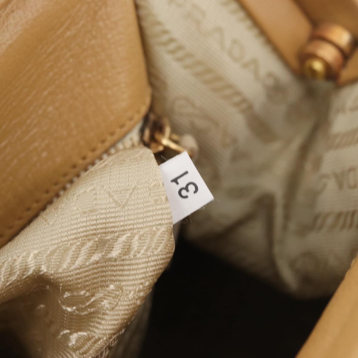 Prada Madras Cerniera Doctor Leather Beige Leather Handbag (Pre-Owned)