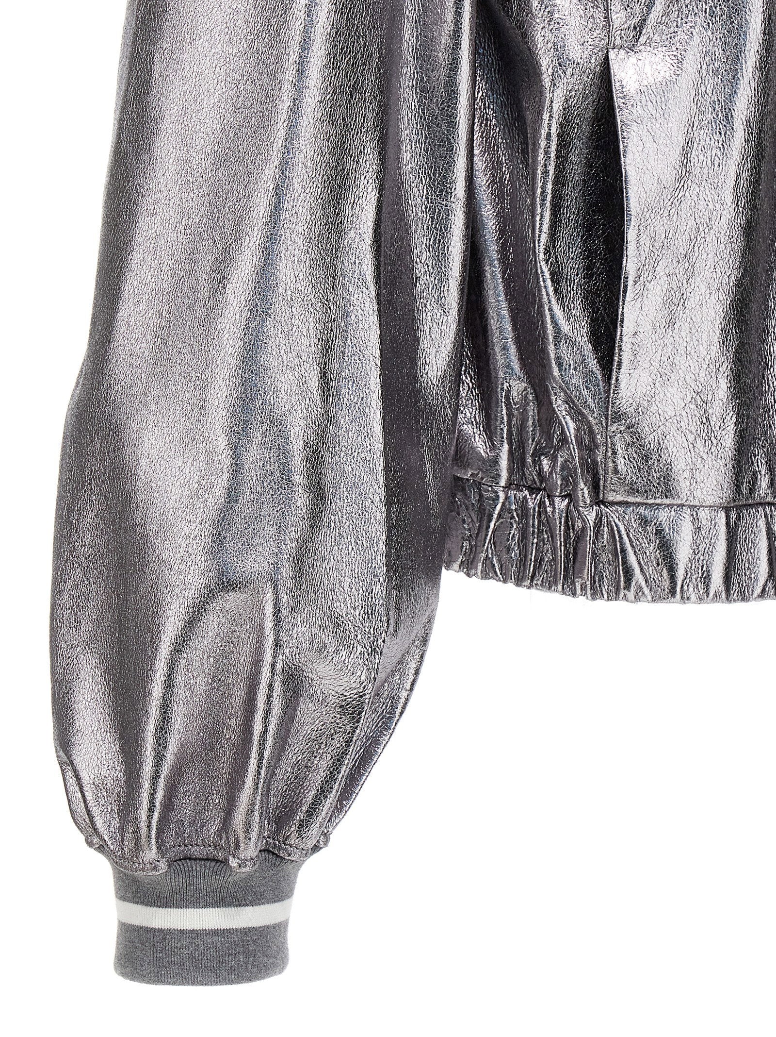 Brunello Cucinelli Women's Laminated Leather Bomber Jacket