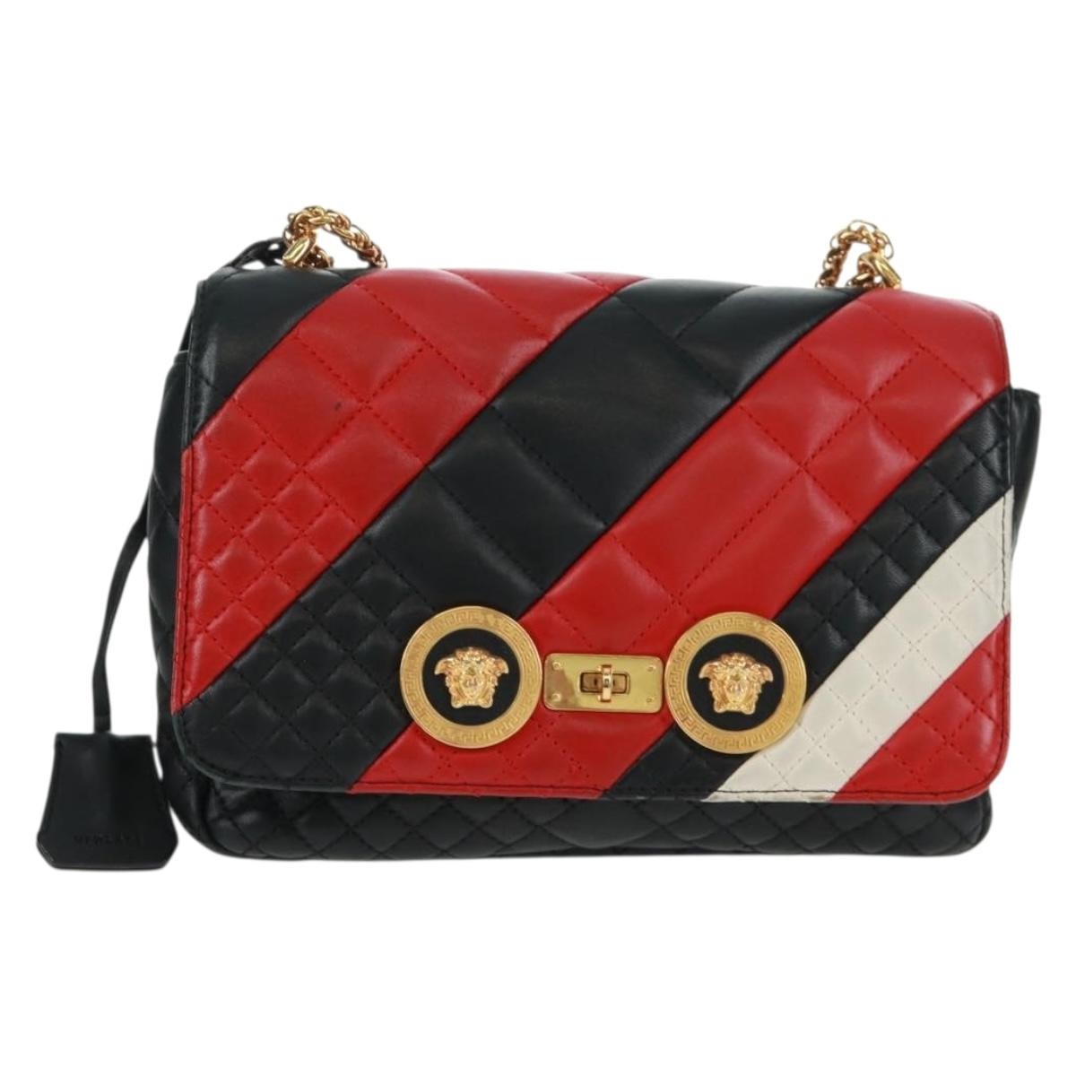 Versace Medusa Padlock Icon Top Handle Quilted Leather Black Leather Shoulder Bag Bag (Pre-Owned)