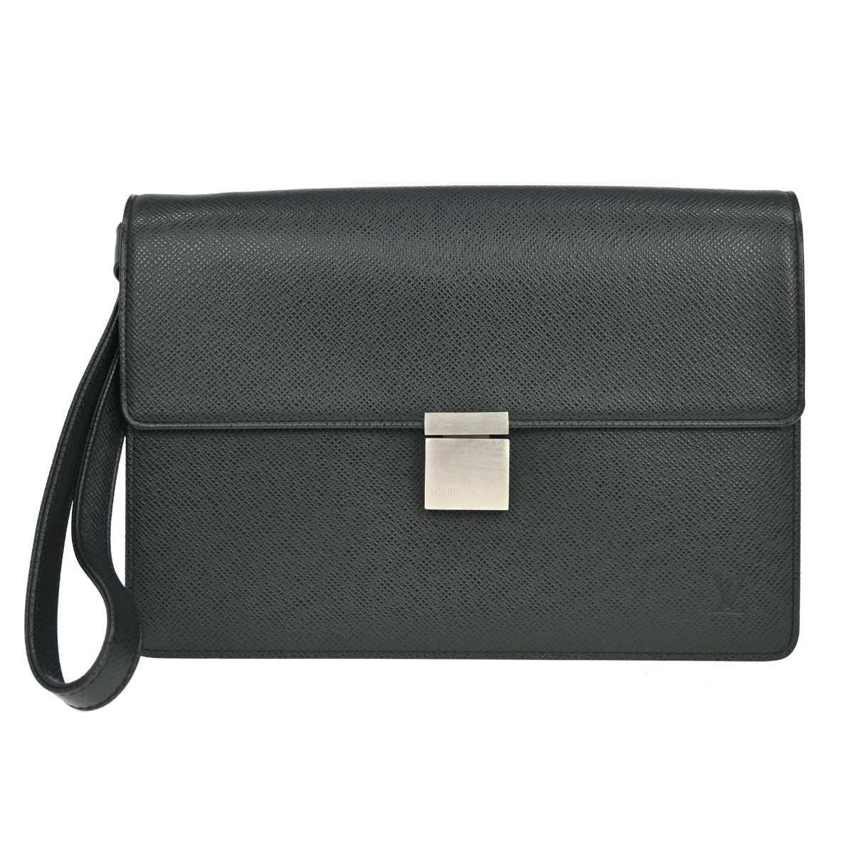 Louis Vuitton Selenga Pochette Taiga Leather Black Leather Clutche & Pouche Bag (Pre-Owned)