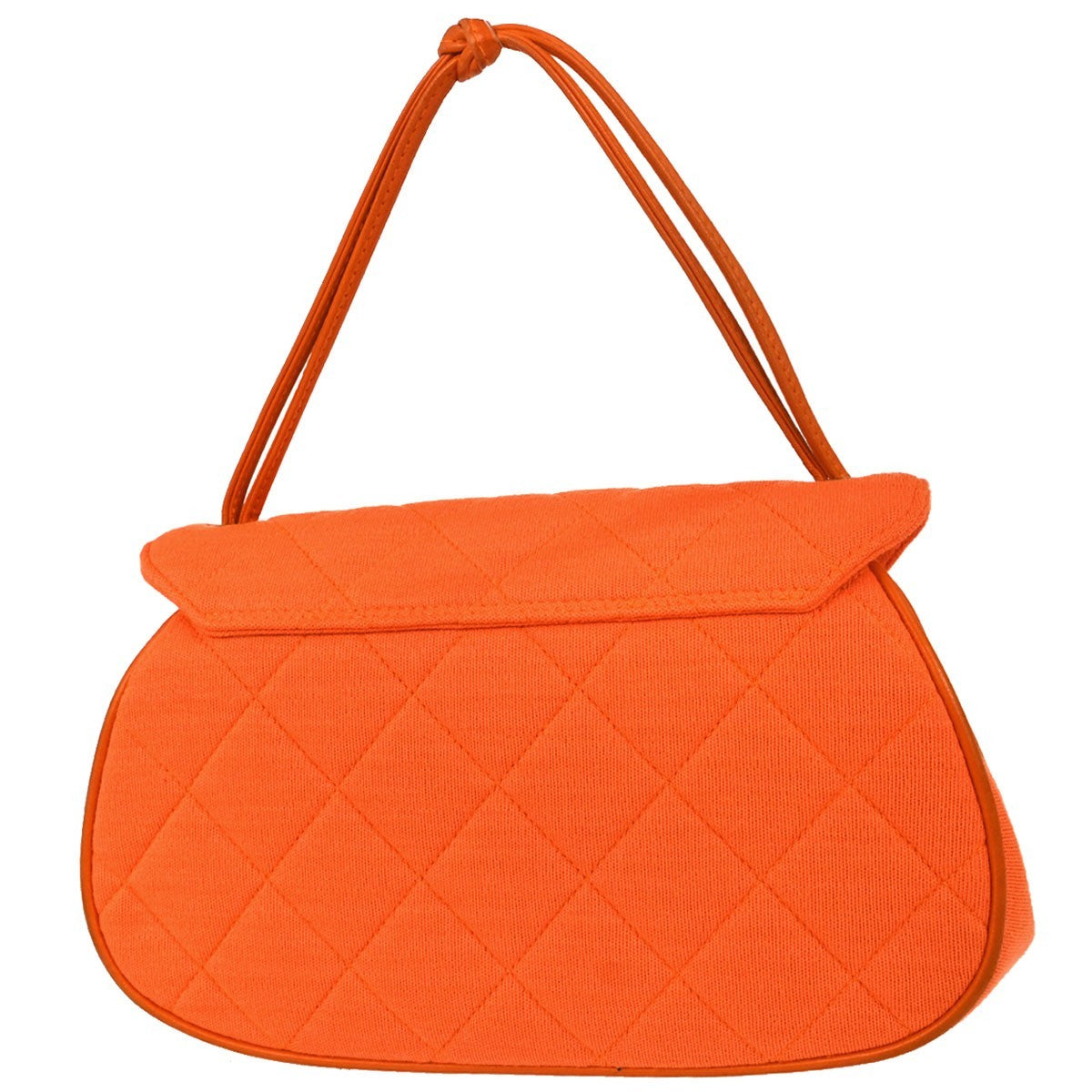 Chanel Shopping Quilted Knit Pluto Glitter Orange Cloth Handbag (Pre-Owned)