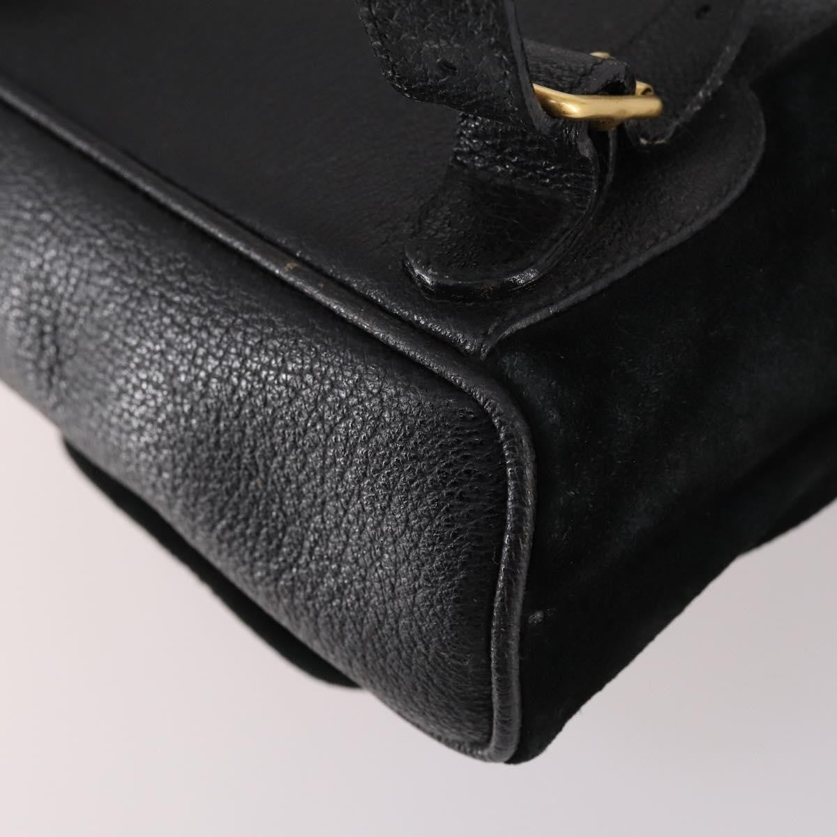 Gucci Vintage Bamboo Suede Black Suede Backpack Bag (Pre-Owned)