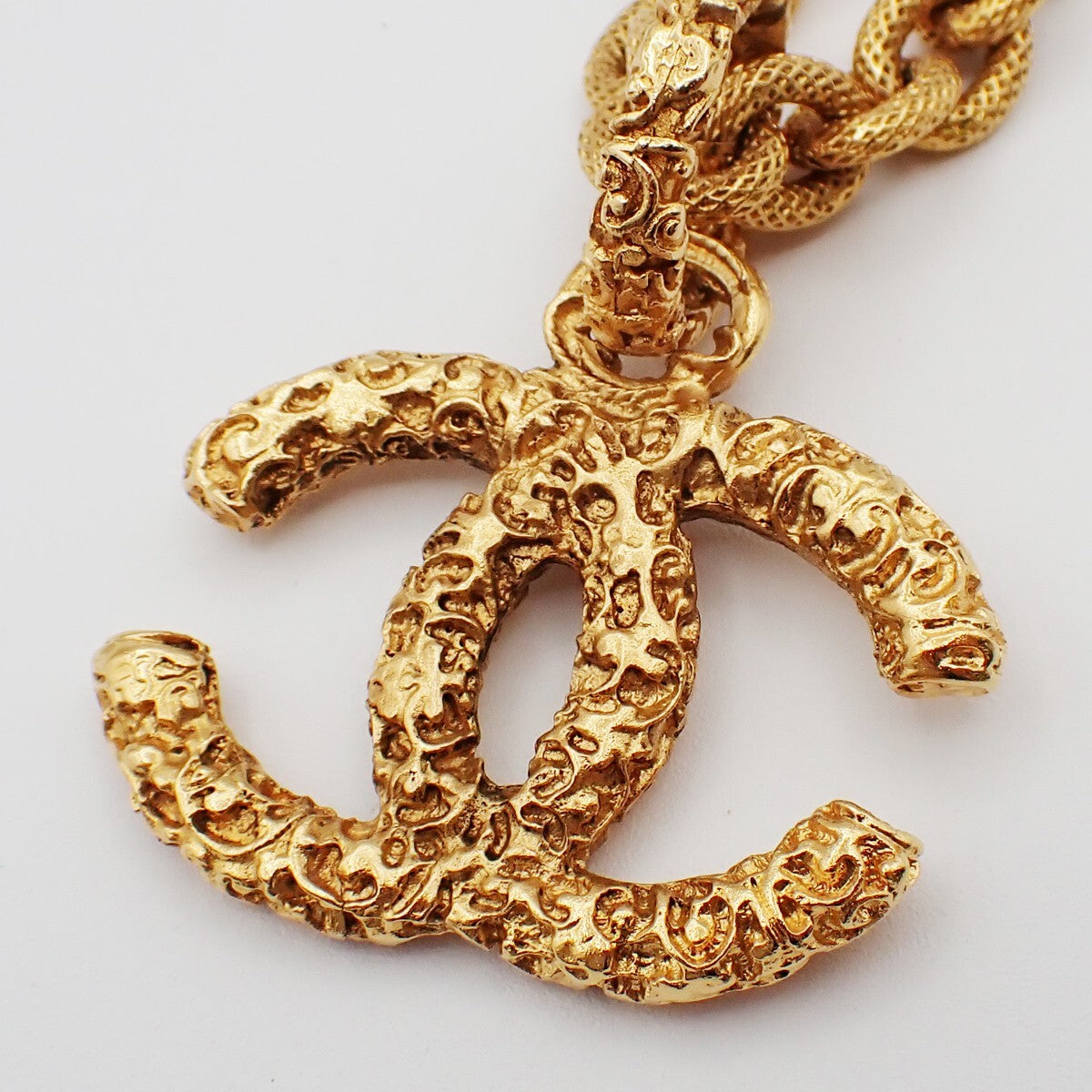 Chanel Vintage Cc Logo Chain Charm Pendant Gold-Plated Gold Gold_Plated Necklace Jewelry (Pre-Owned)