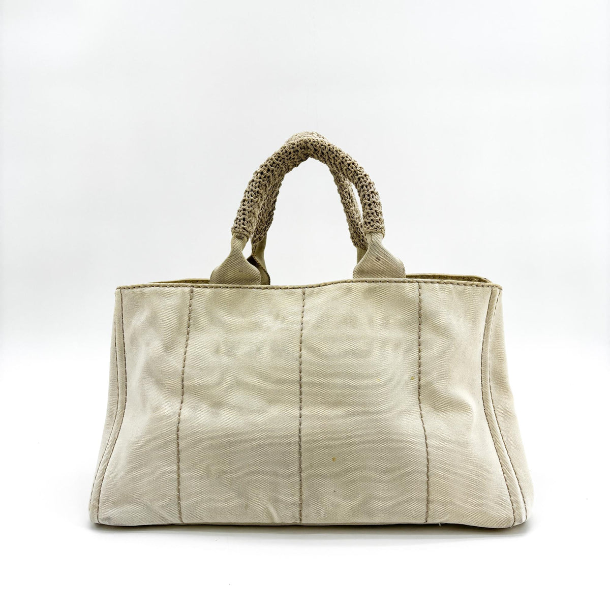 Prada Canapa Canvas Beige Canvas Tote Bag Bag (Pre-Owned)