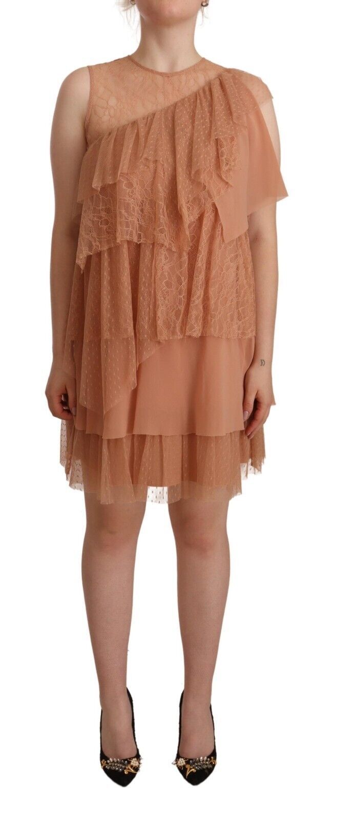 Liu Jo Pink Lace Sleeveless Mini Shift Layered Women's Dress