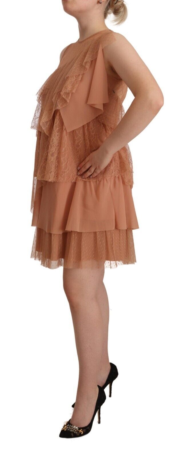 Liu Jo Pink Lace Sleeveless Mini Shift Layered Women's Dress
