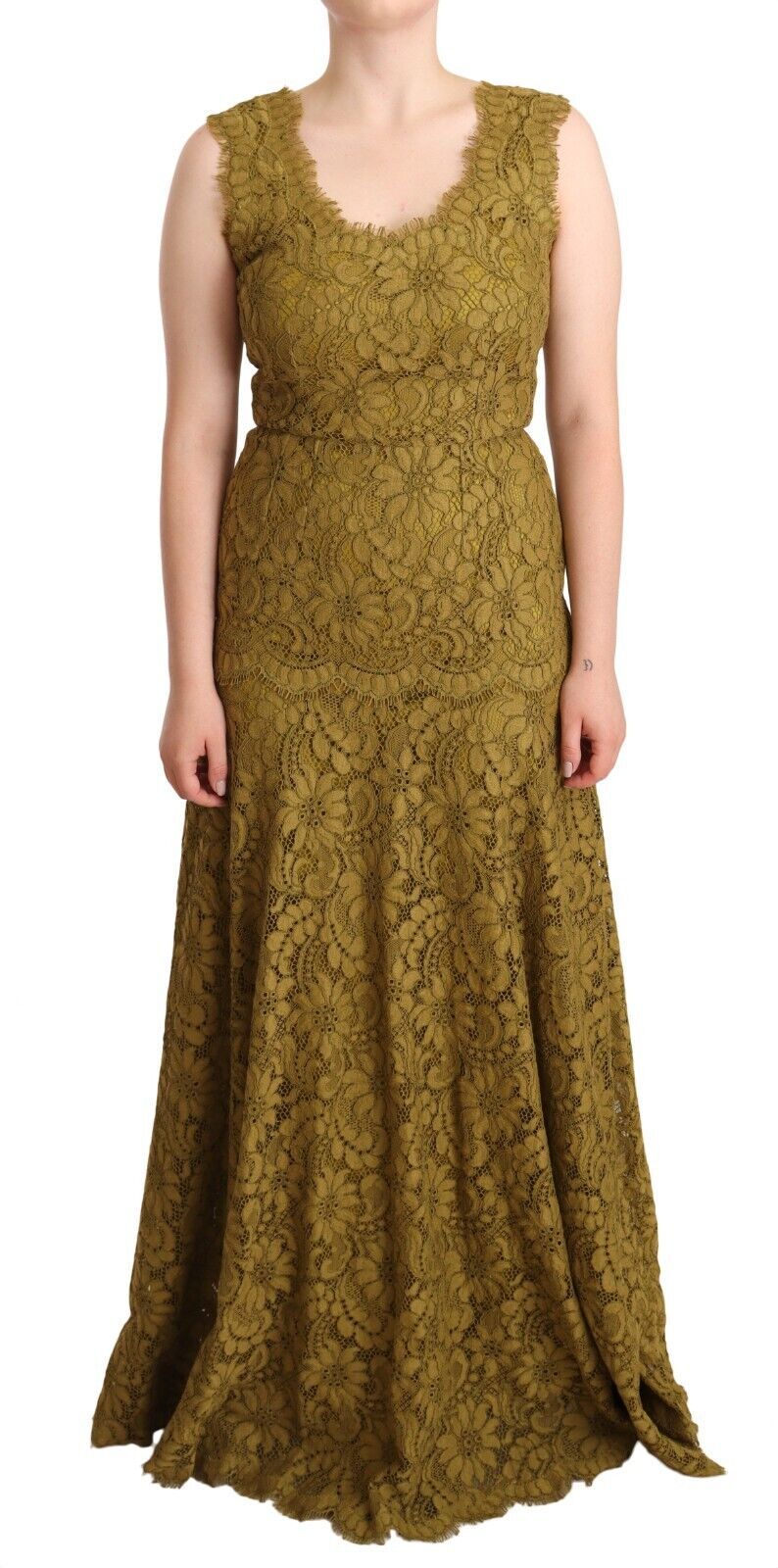 Dolce & Gabbana Elegant Lace Floor-Length Sleeveless Women's Gown