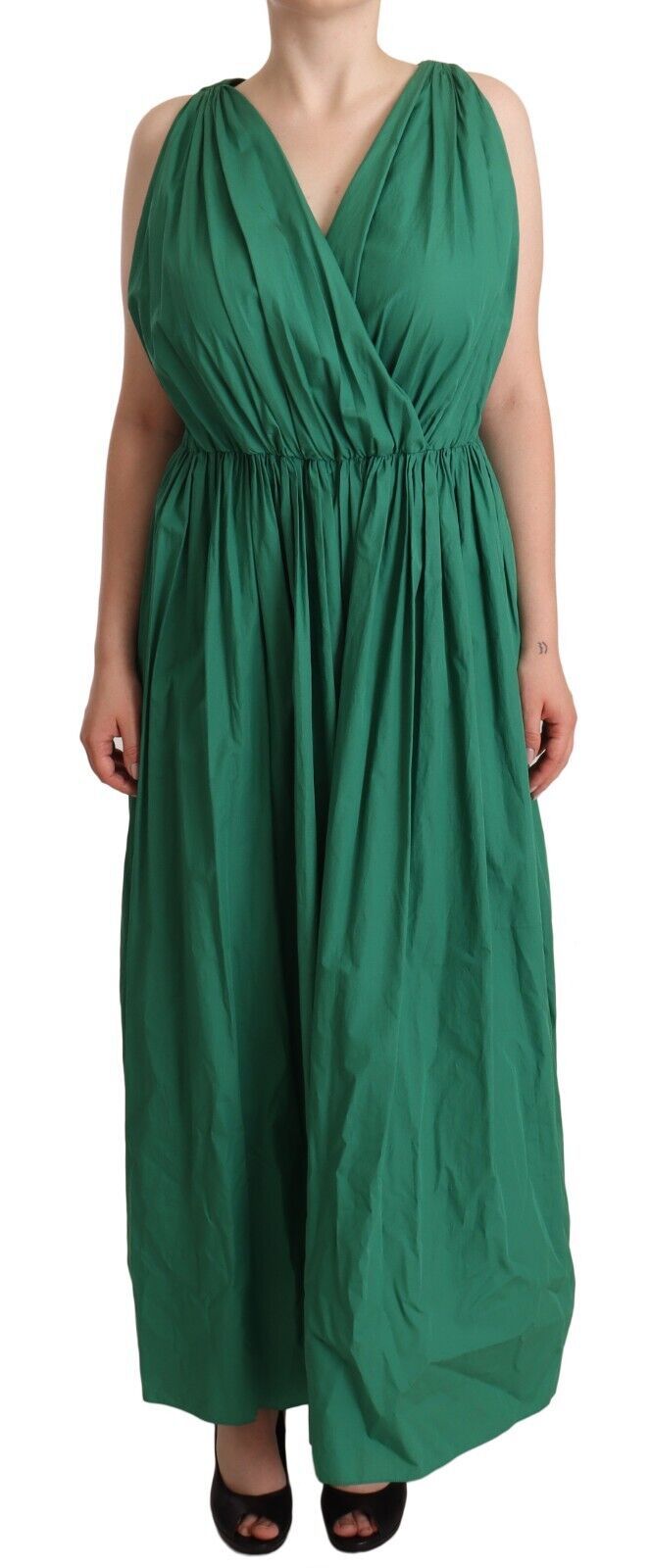Dolce & Gabbana Elegant Deep Green Sleeveless A-Line Women's Dress