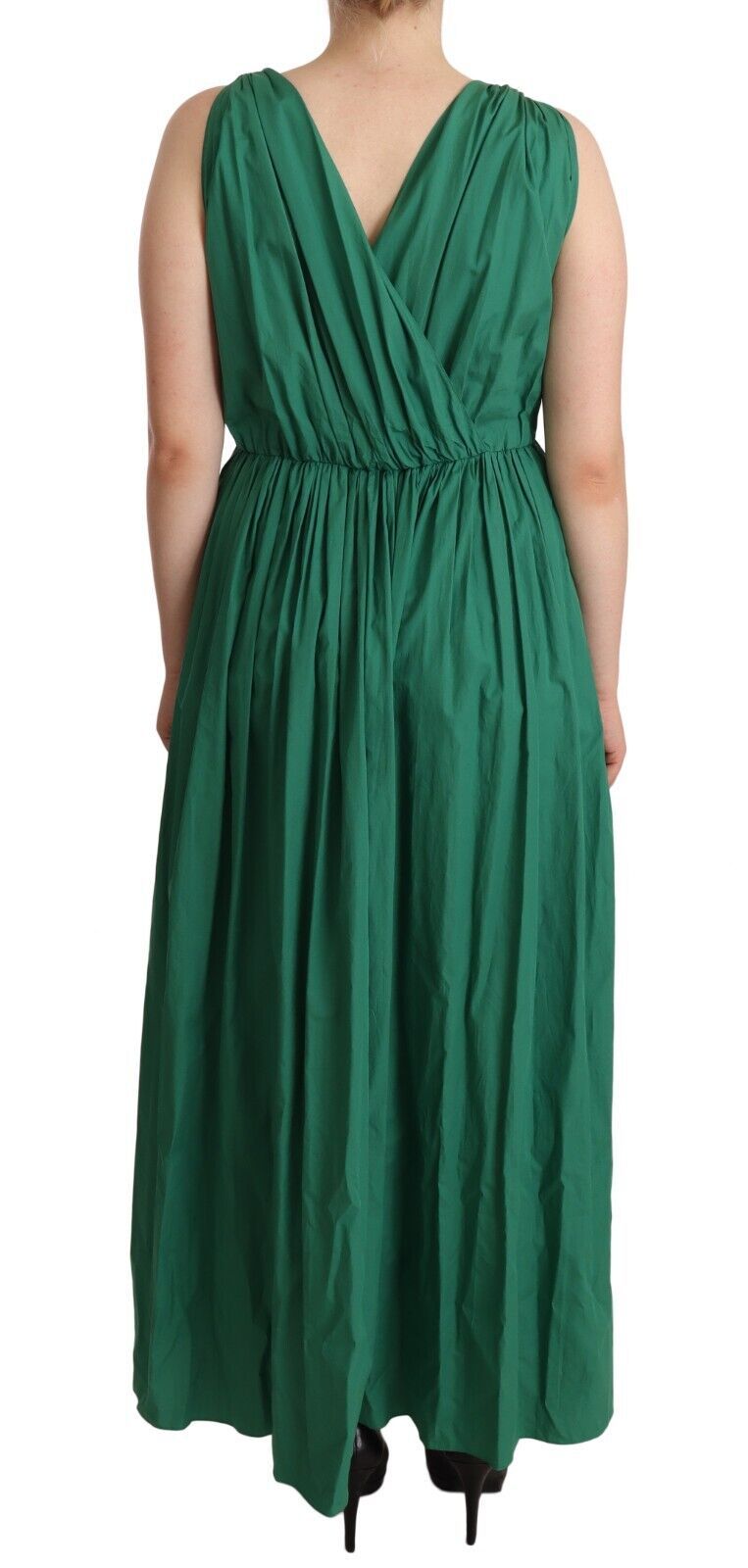 Dolce & Gabbana Green Cotton Sleeveless V-neck Women's Dress
