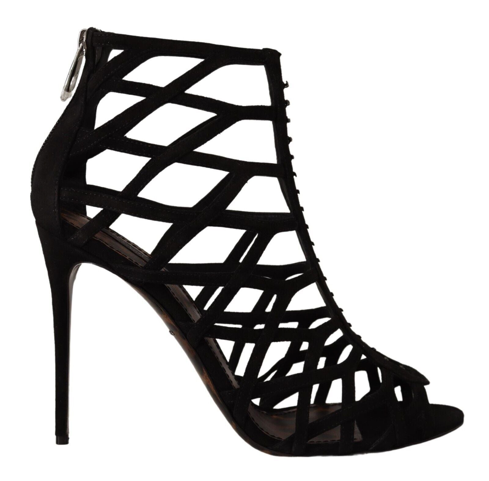 Dolce & Gabbana Black Suede Stiletto Heels Bette Sandals Women's Shoes