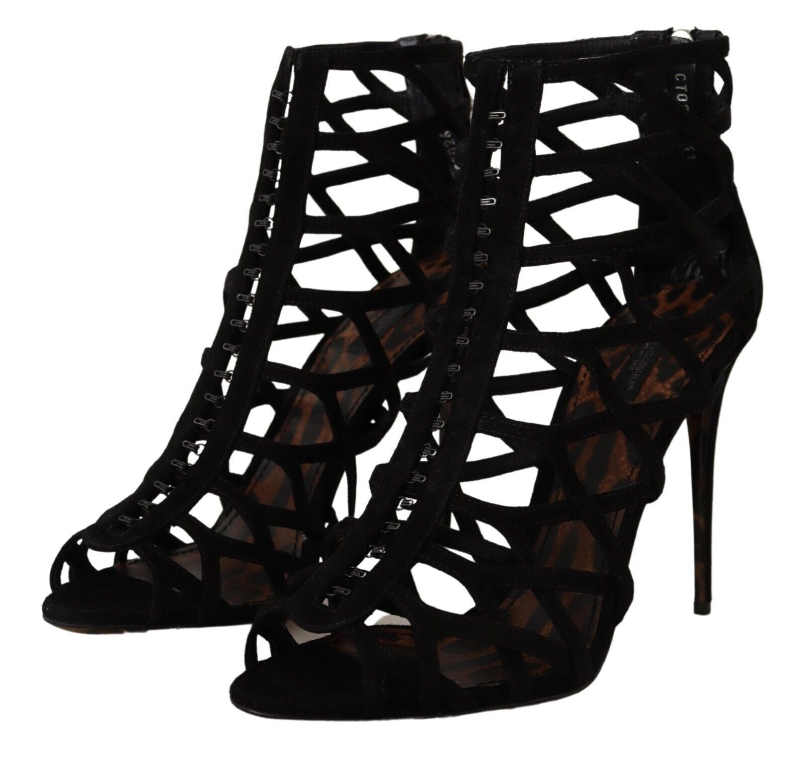 Dolce & Gabbana Black Suede Stiletto Heels Bette Sandals Women's Shoes