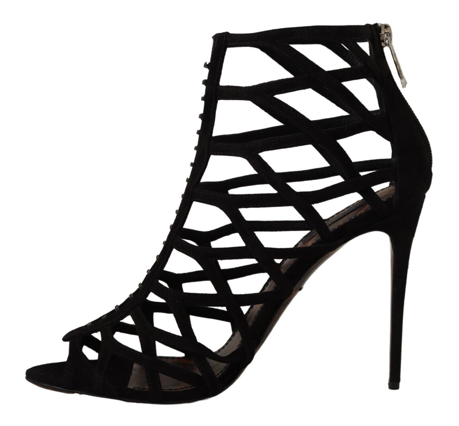 Dolce & Gabbana Black Suede Stiletto Heels Bette Sandals Women's Shoes