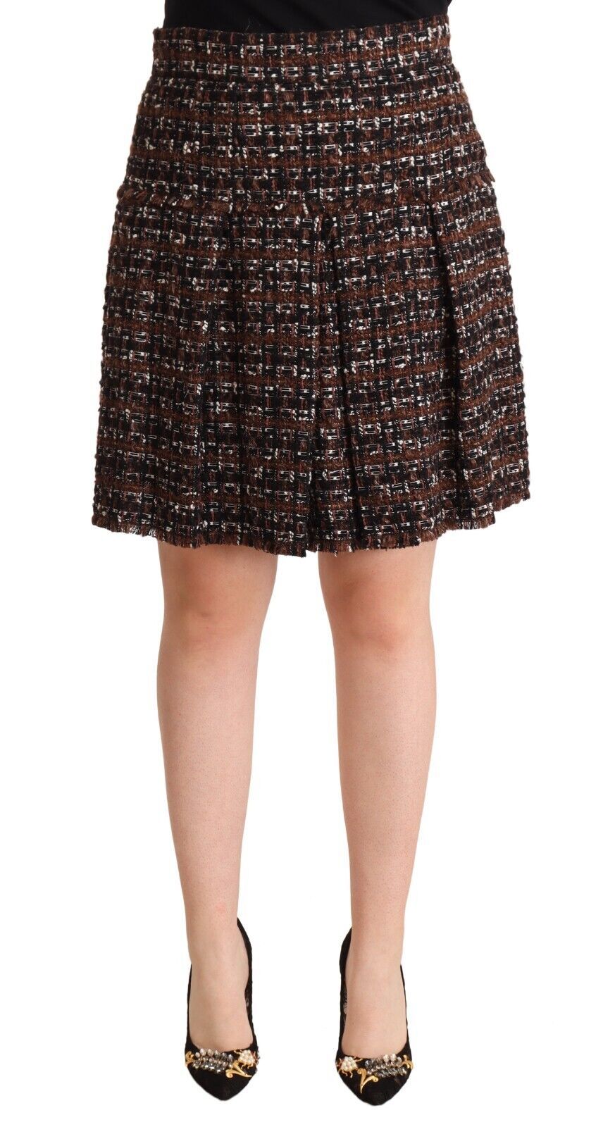 Dolce & Gabbana Chic Brown A-line Pleated Mini Women's Skirt