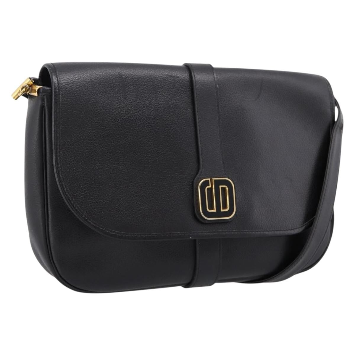 Christian Dior Shoulder Leather Black Leather Shoulder Bag Bag (Pre-Owned)