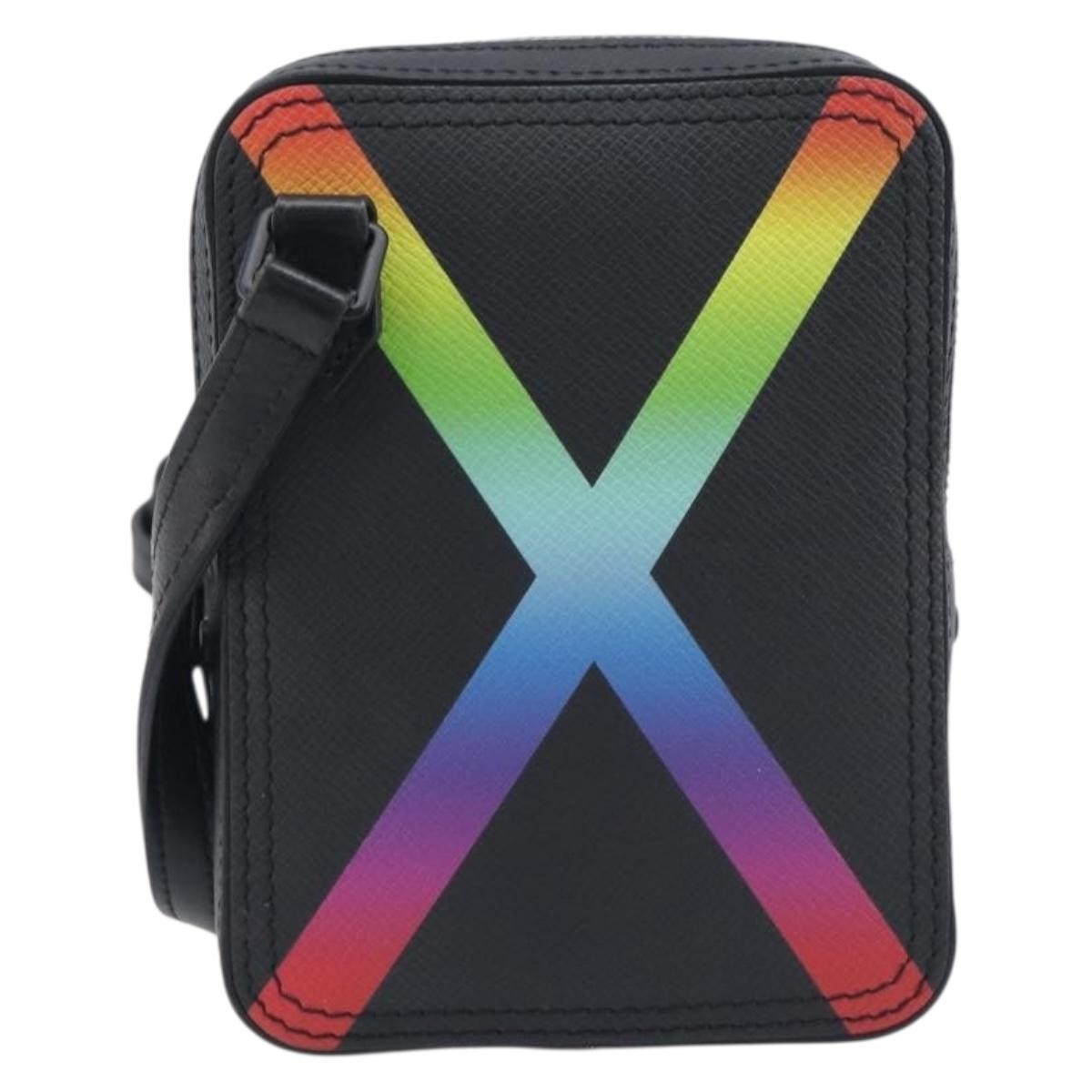 Louis Vuitton Danube Messenger Rainbow Taiga Leather Black Leather Handbag (Pre-Owned)