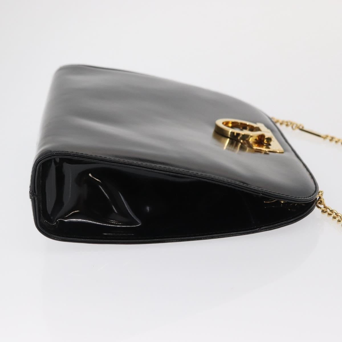 Salvatore Ferragamo Vintage Gancini Chain Patent Leather Black Patent_Leather Shoulder Bag Bag (Pre-Owned)