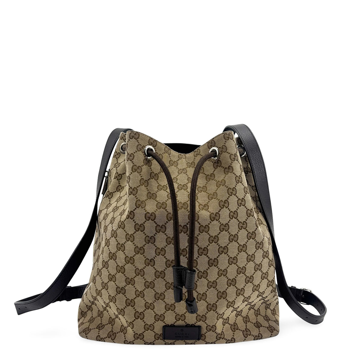 Gucci Drawstring Gg Canvas Black Canvas Backpack Bag (Pre-Owned)